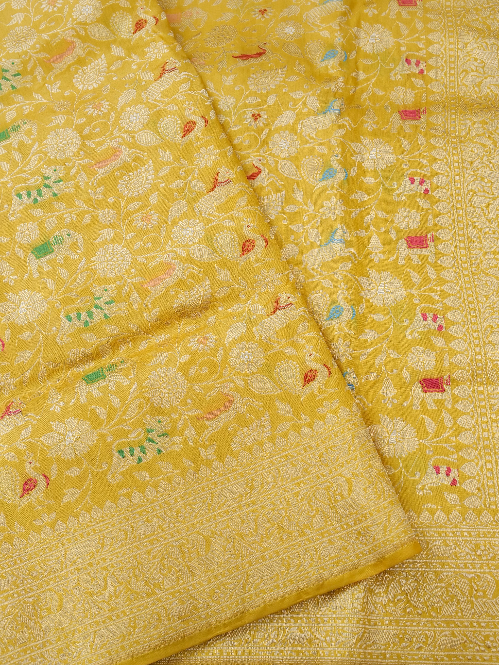 Handloom Banarasi Katan Shikargah Saree