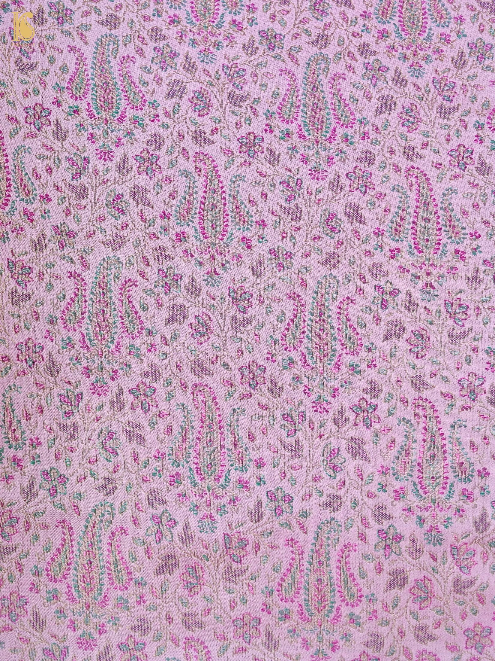 Handloom Banarasi Tanchoi Silk Nawabi Ambi Fabric