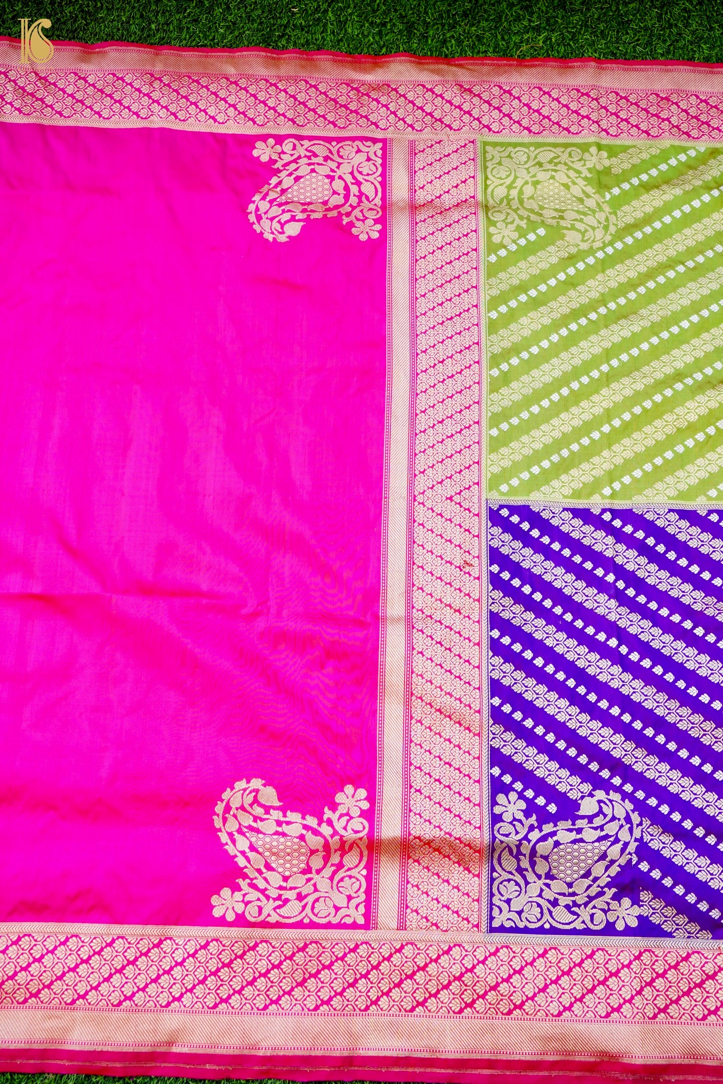 Handloom Banarasi Chauki Rangkat Pink Silk Saree