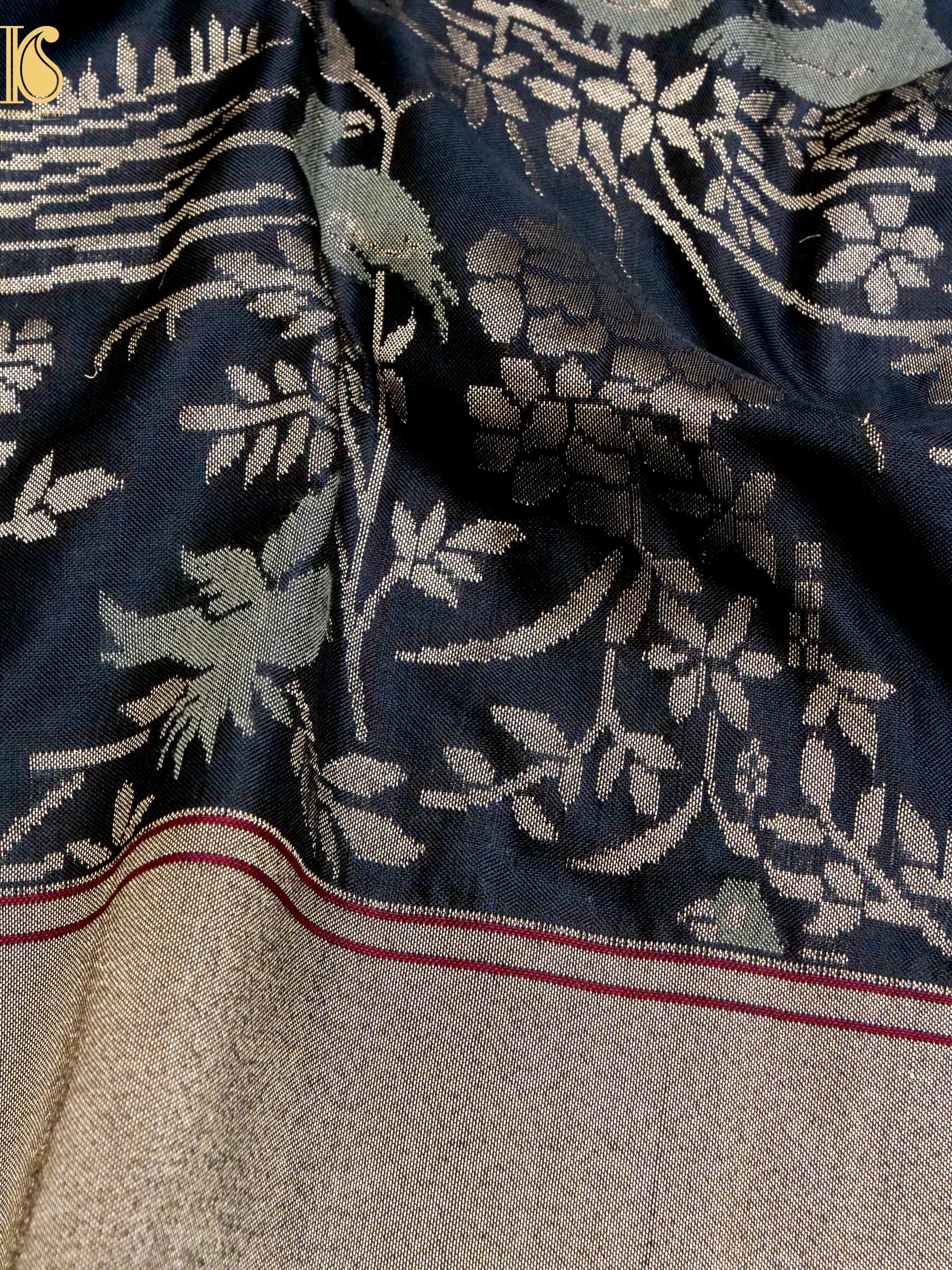 Handloom Pure Brocade Banarasi Big Birds Fabric