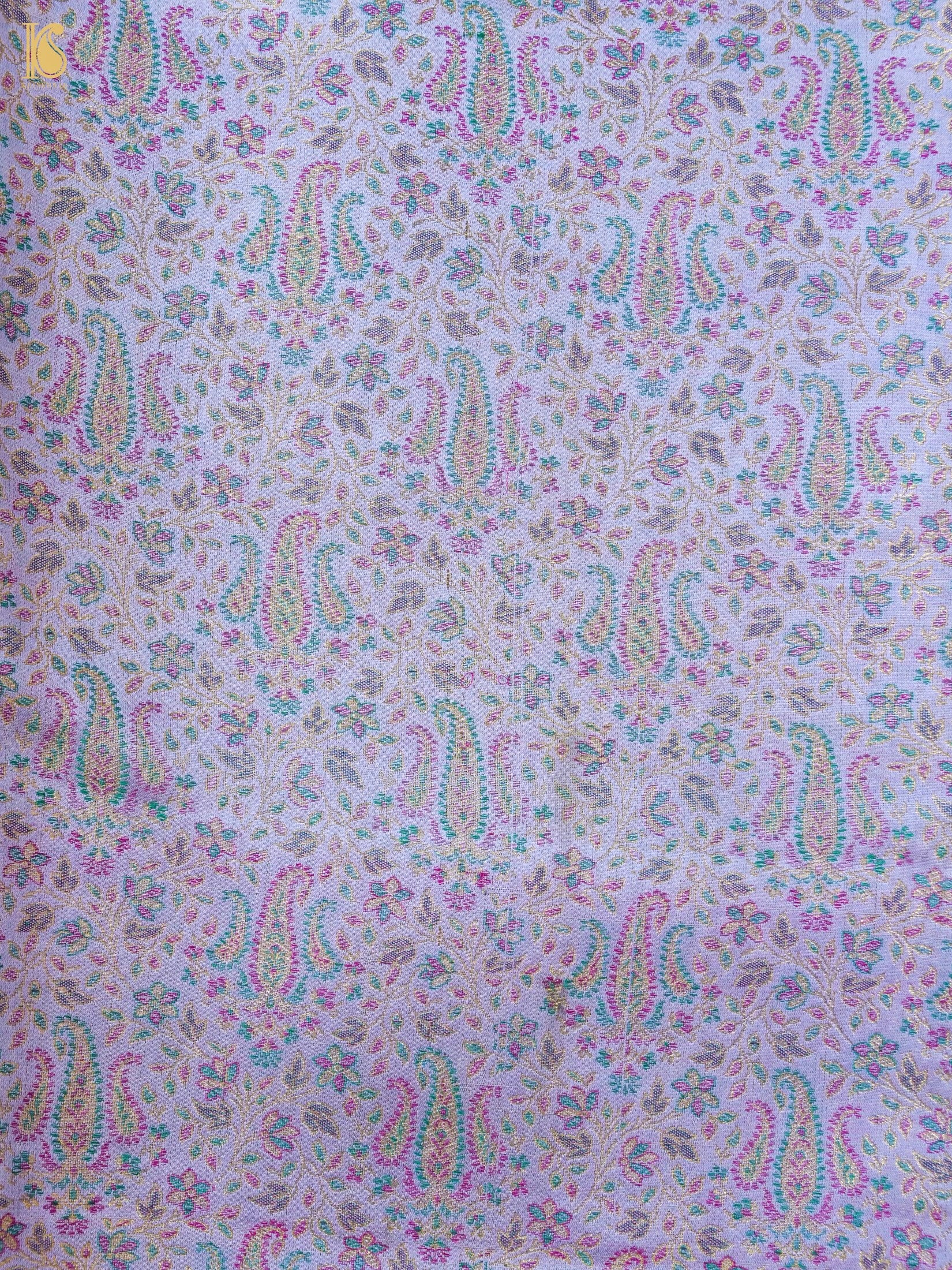 Handloom Banarasi Tanchoi Silk Nawabi Ambi Fabric