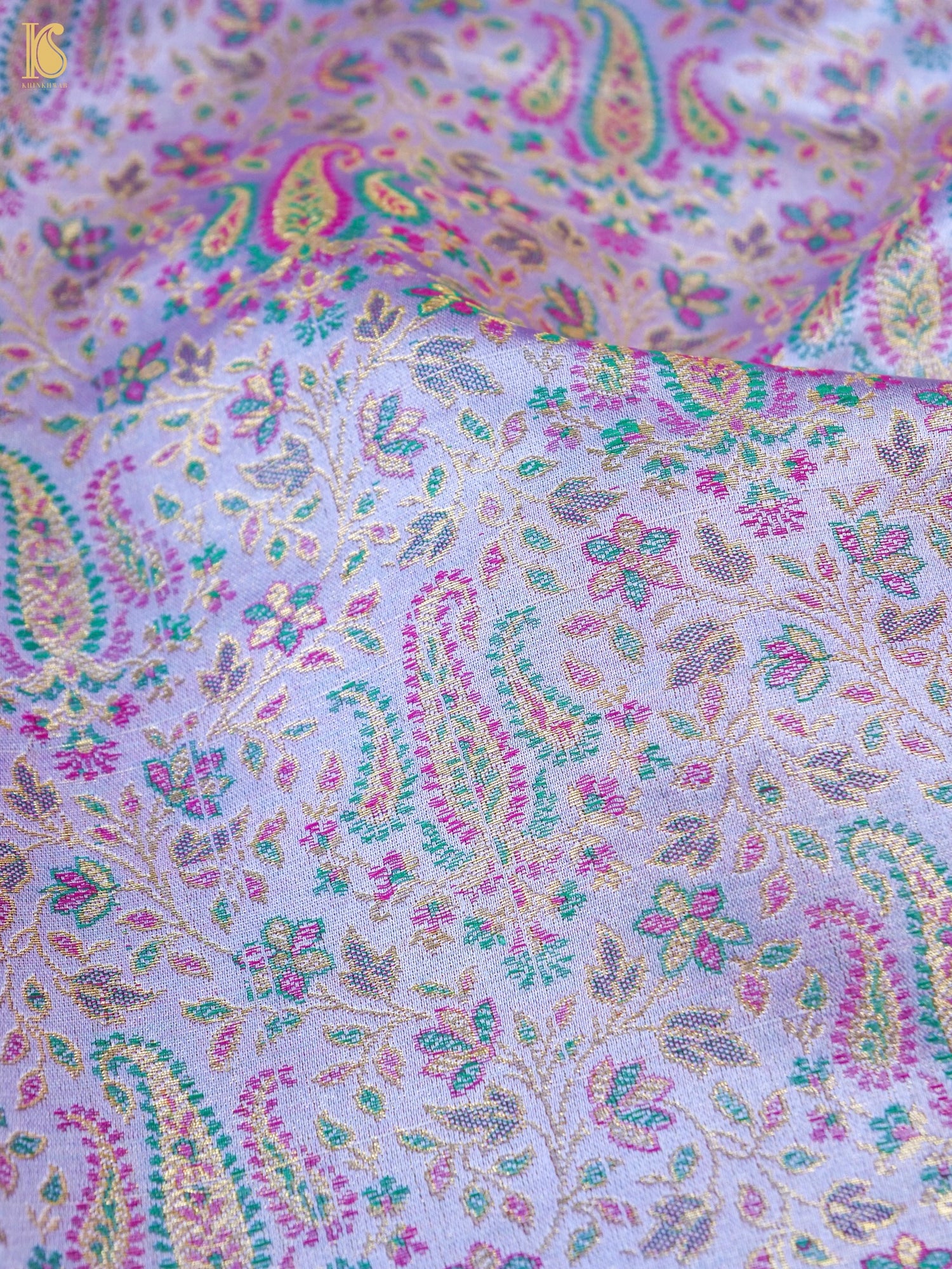 Handloom Banarasi Tanchoi Silk Nawabi Ambi Fabric