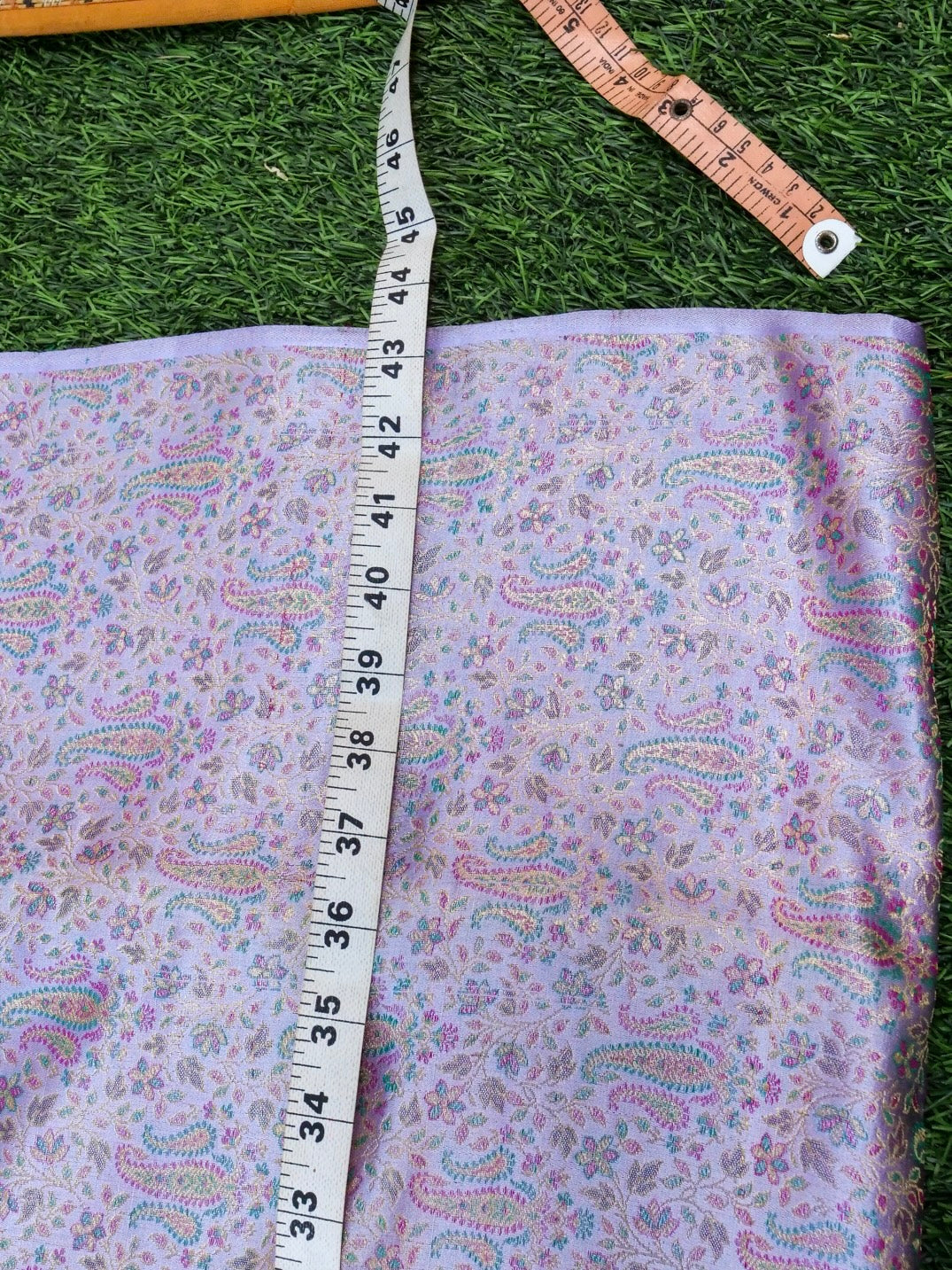 Handloom Banarasi Tanchoi Silk Nawabi Ambi Fabric