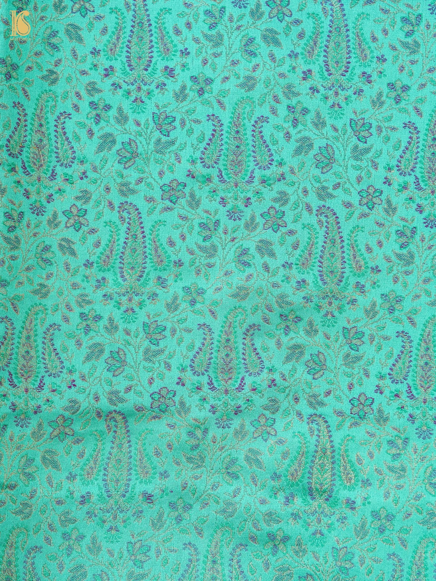 Handloom Banarasi Tanchoi Silk Nawabi Ambi Fabric