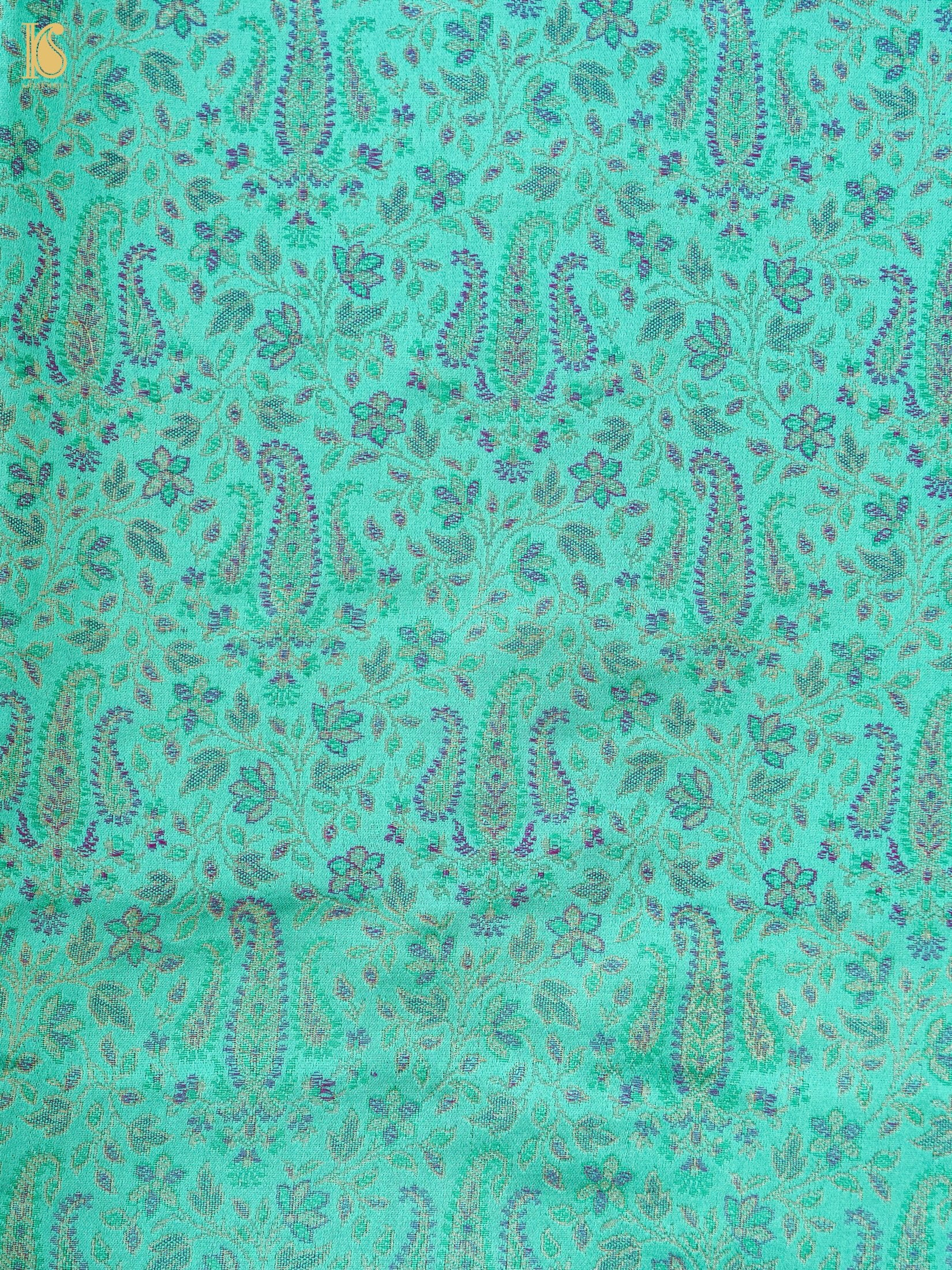 Handloom Banarasi Tanchoi Silk Nawabi Ambi Fabric