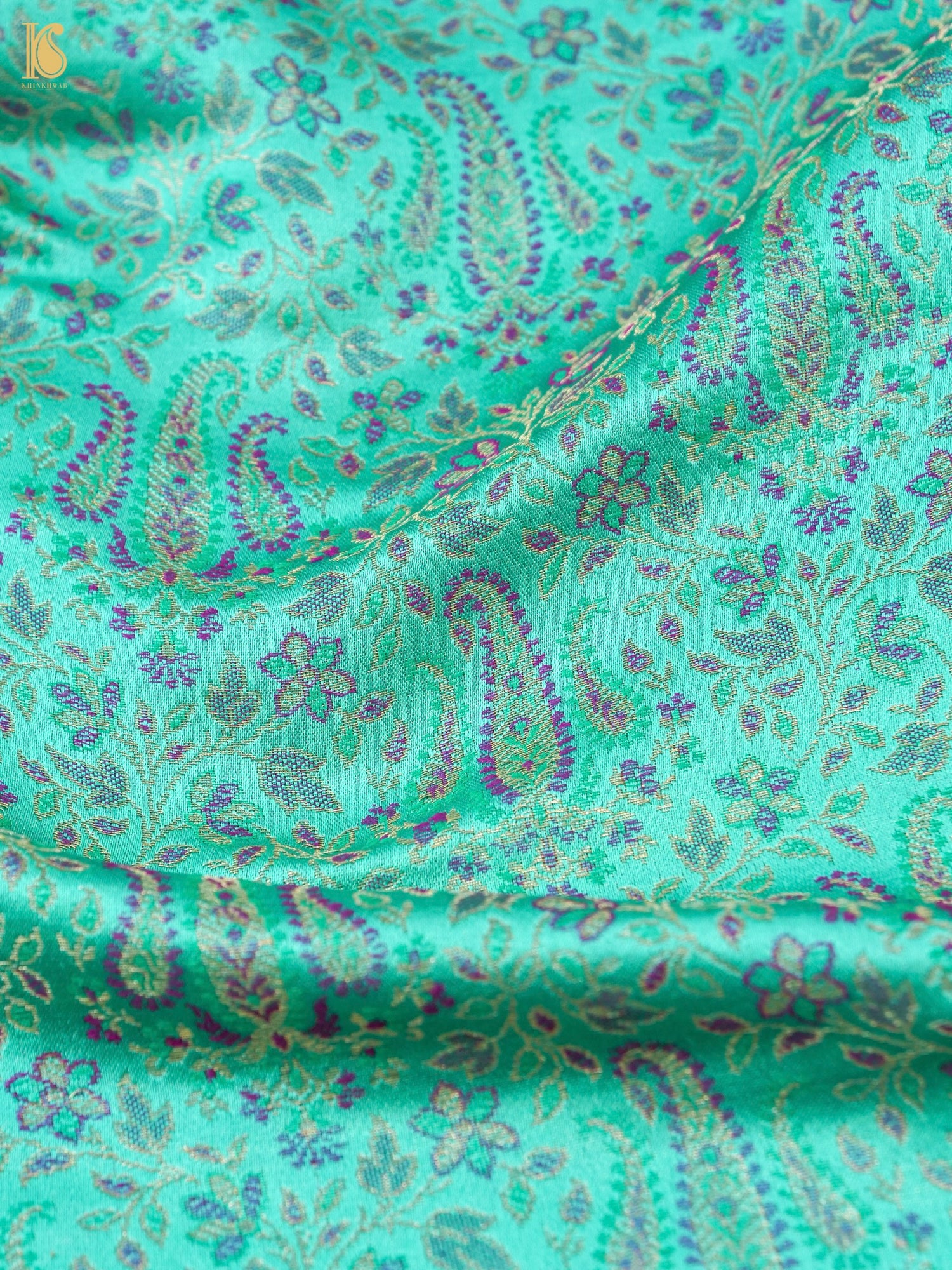 Handloom Banarasi Tanchoi Silk Nawabi Ambi Fabric