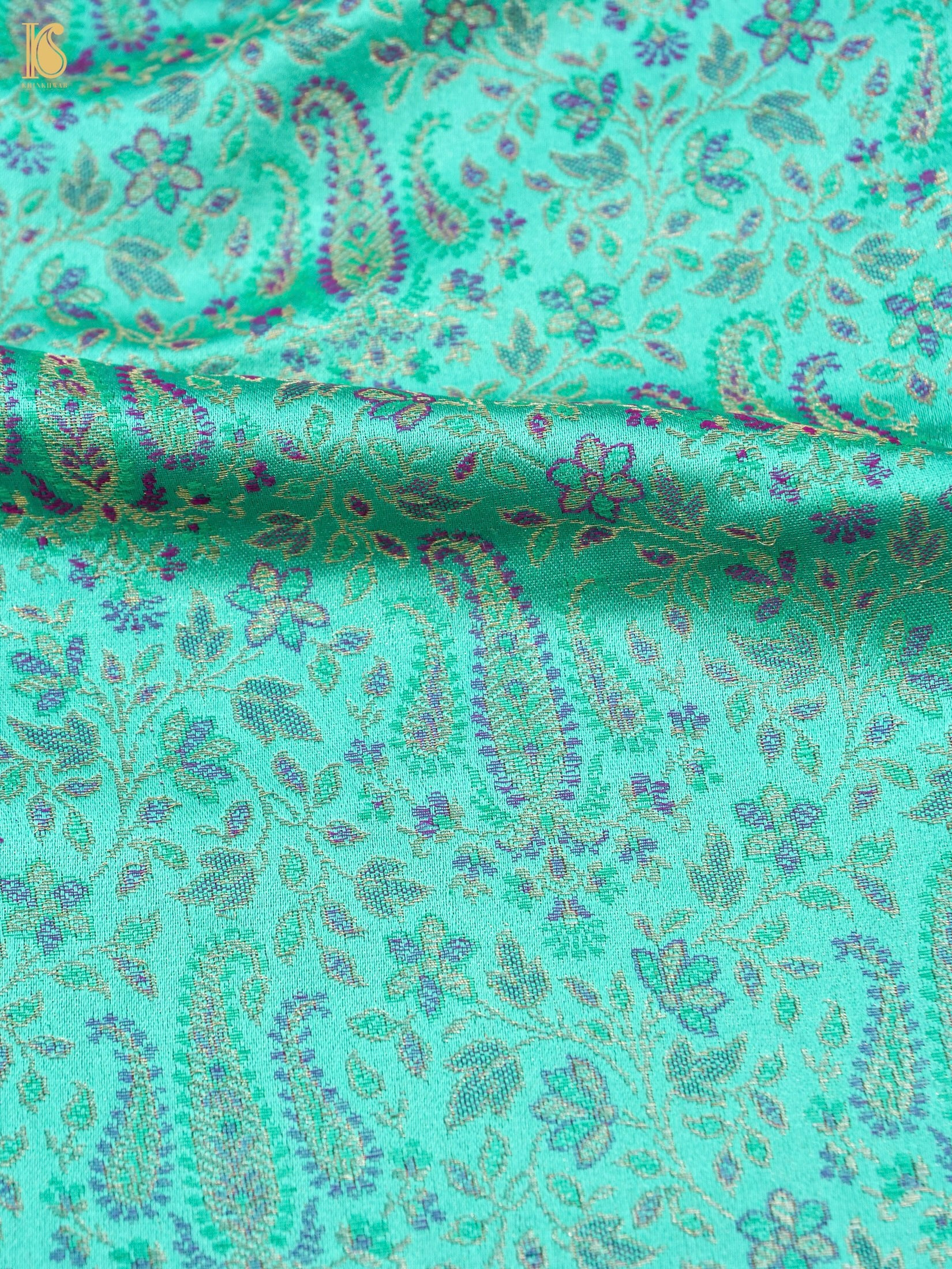 Handloom Banarasi Tanchoi Silk Nawabi Ambi Fabric