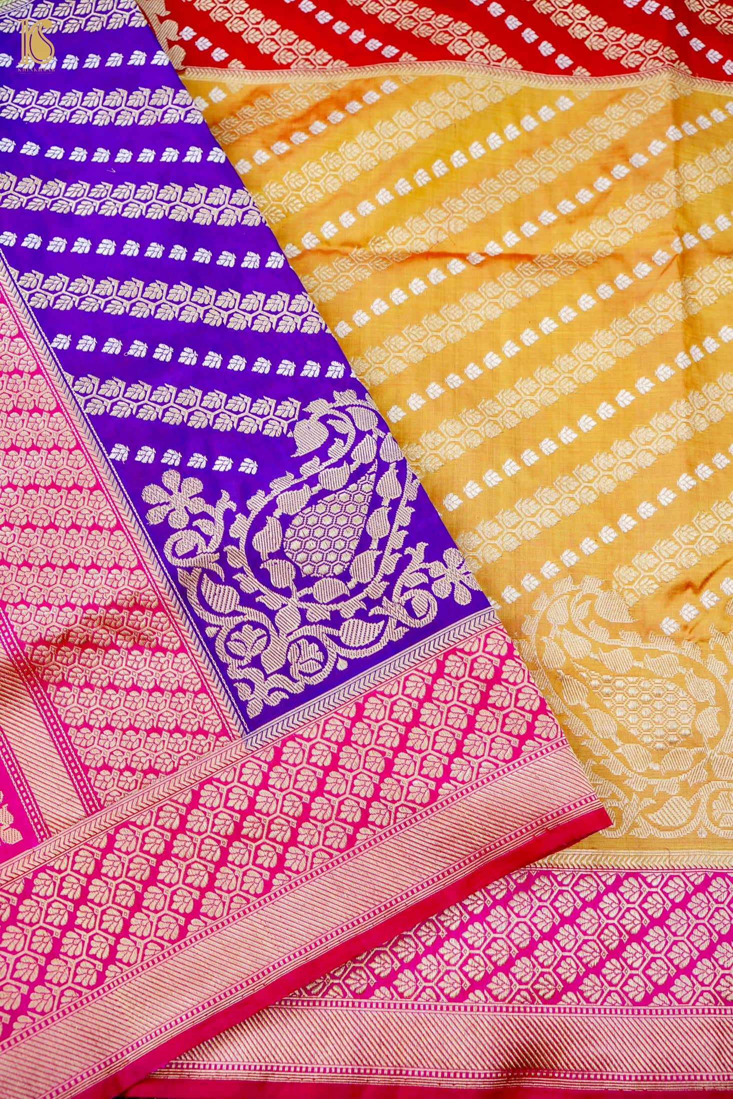 Handloom Banarasi Chauki Rangkat Pink Silk Saree