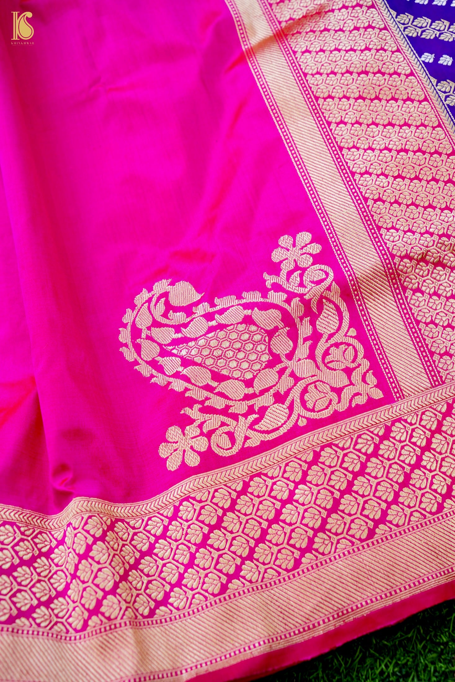 Handloom Banarasi Chauki Rangkat Pink Silk Saree