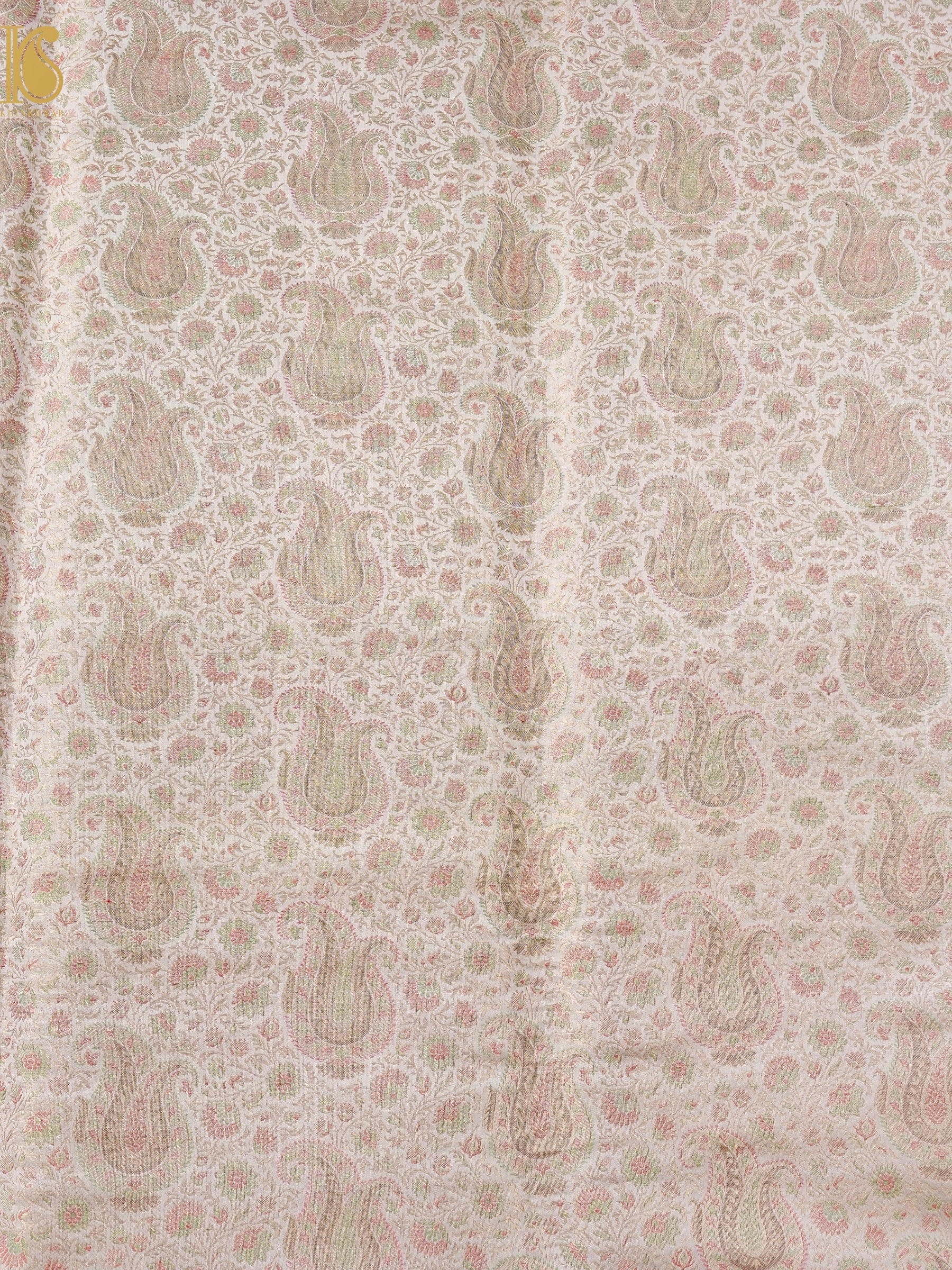 Handloom Banarasi Kalka Ambi Tanchoi Silk Fabric