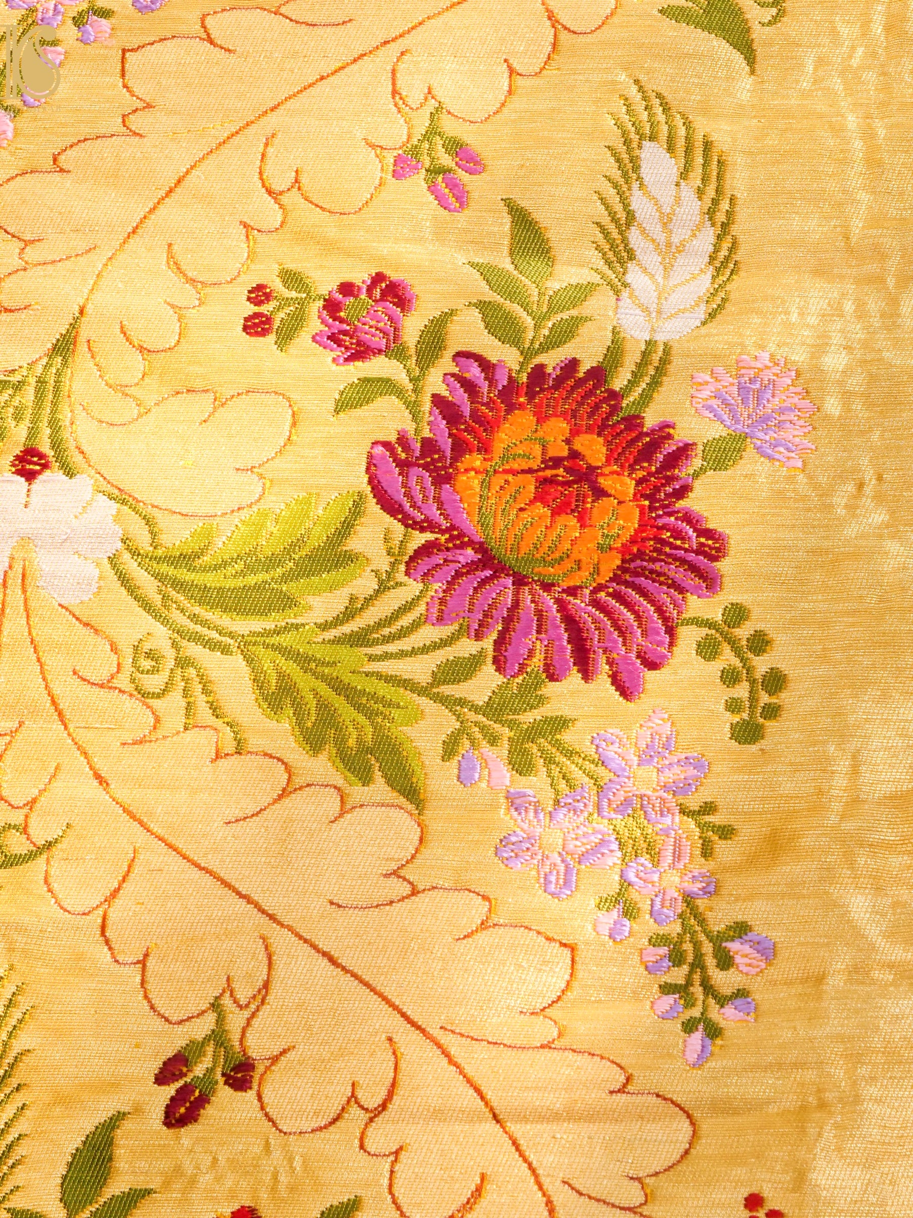 Handwoven Pure Brocade Gyaser Banarasi Fabric