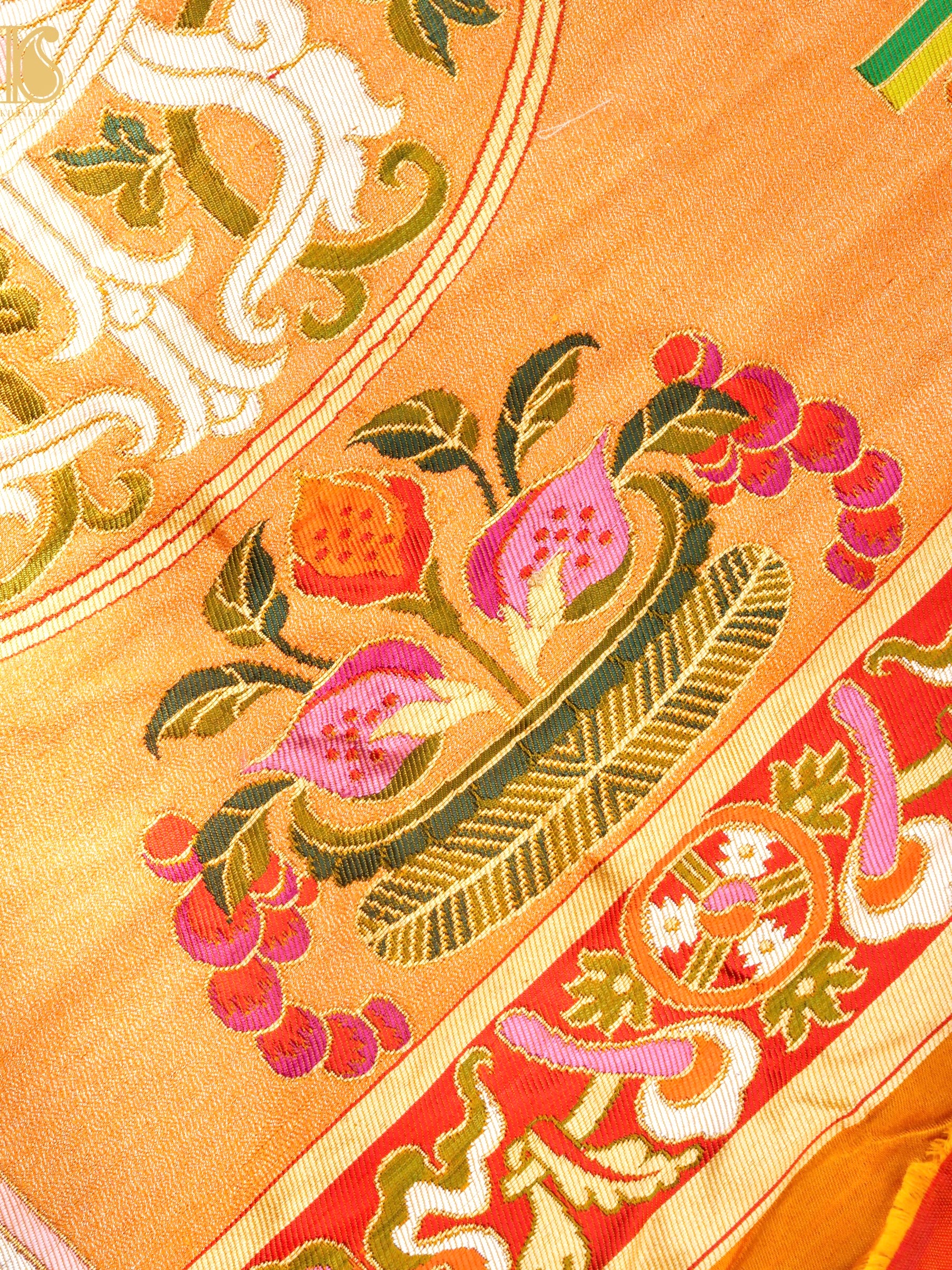 Handwoven Pure Brocade Gyaser Banarasi Fabric