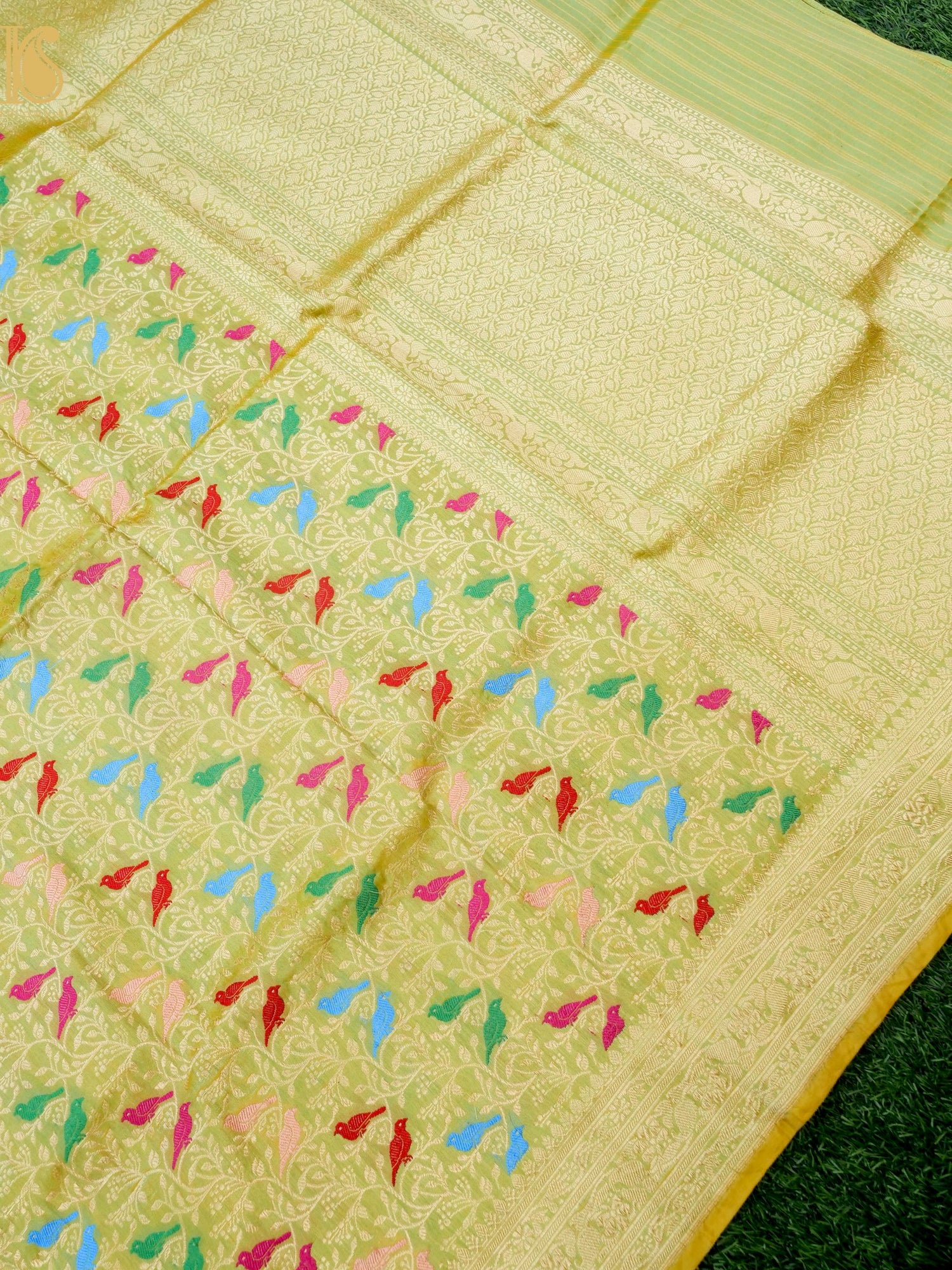 Handloom Banarasi Katan Silk Chidiya Dupatta