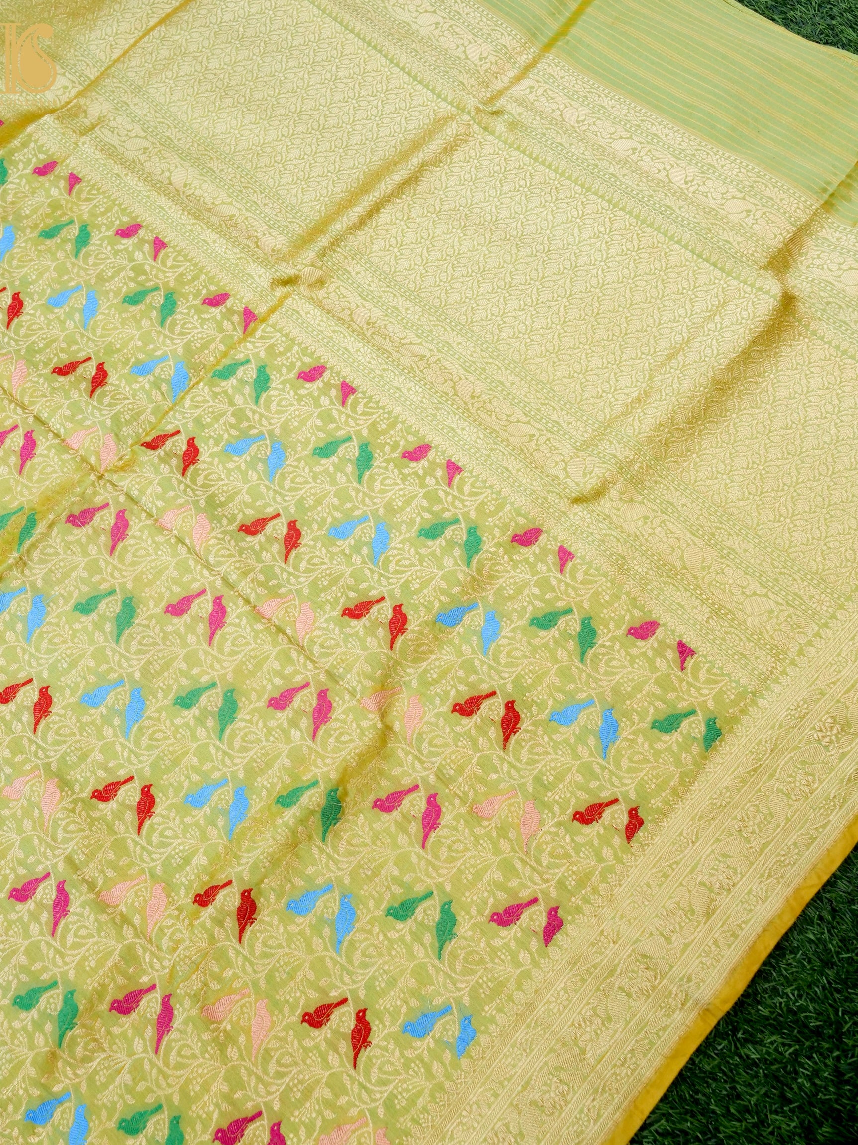 Handloom Banarasi Katan Silk Chidiya Dupatta