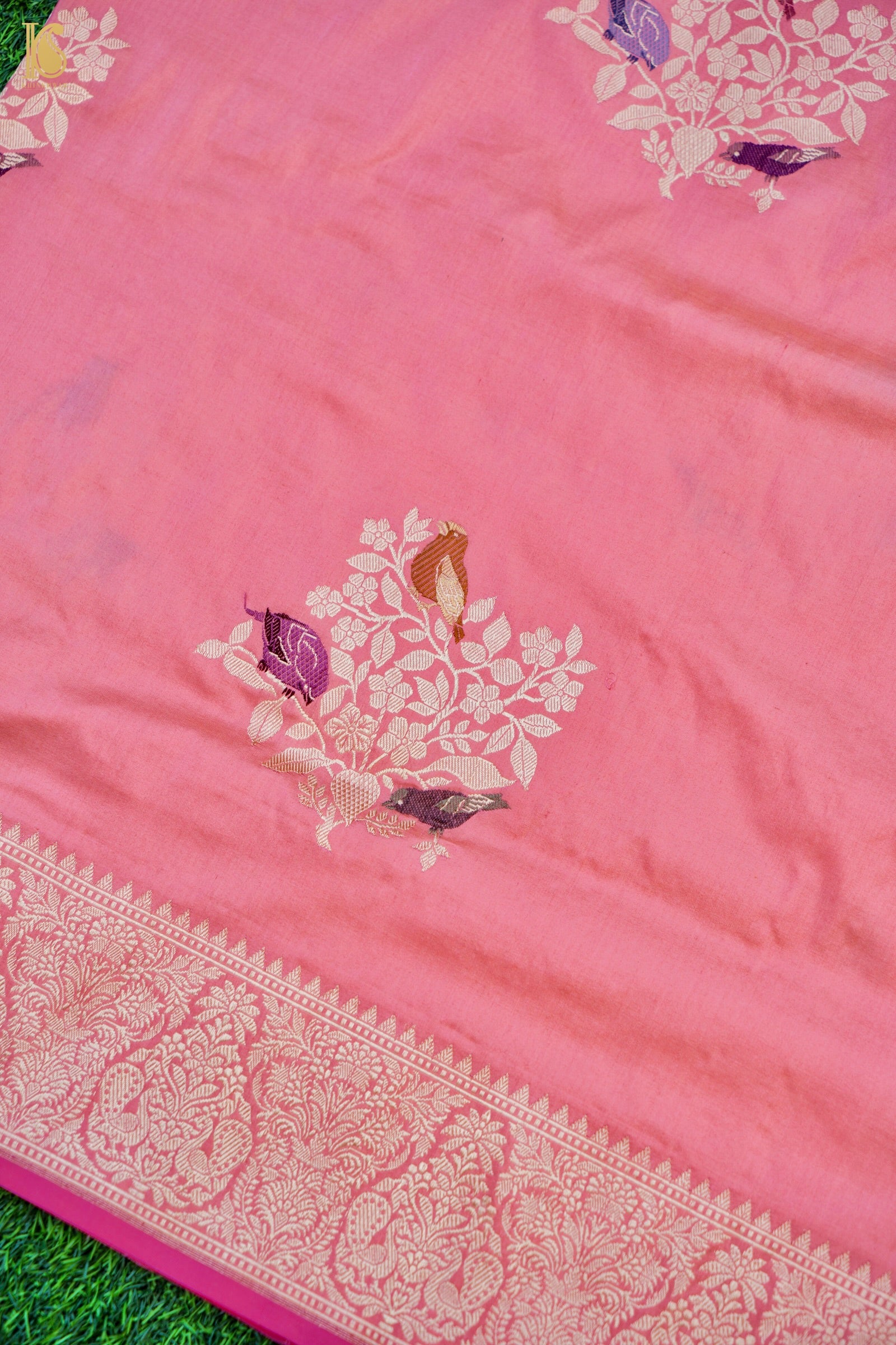 Handwoven Banarasi Katan Silk Kadwa Bird Boota Saree
