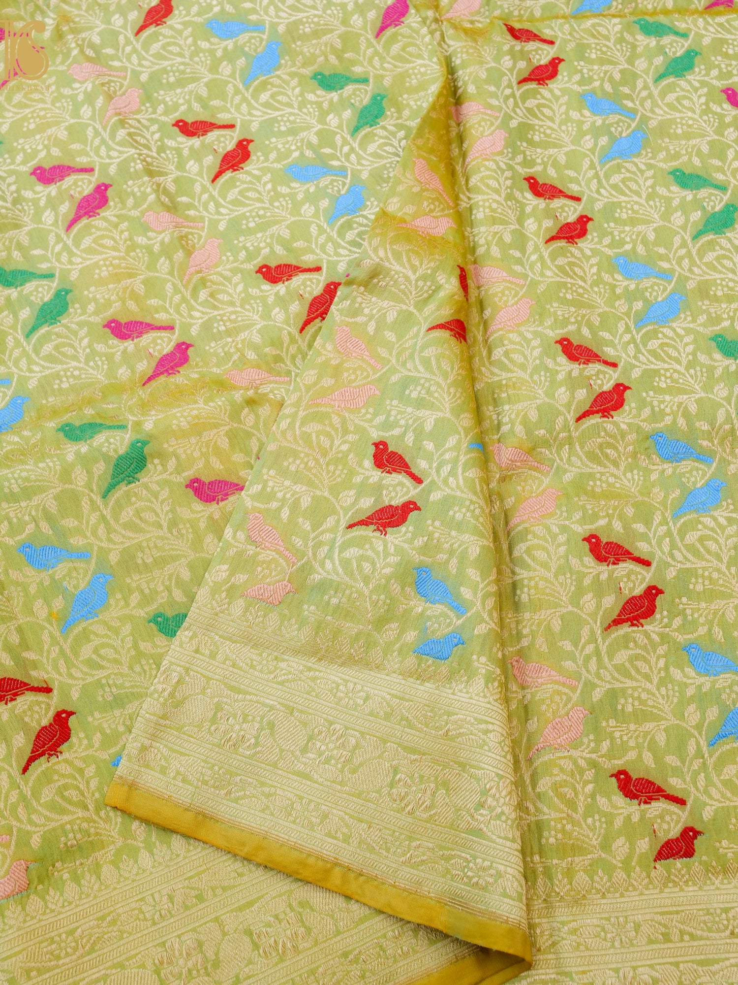 Handloom Banarasi Katan Silk Chidiya Dupatta