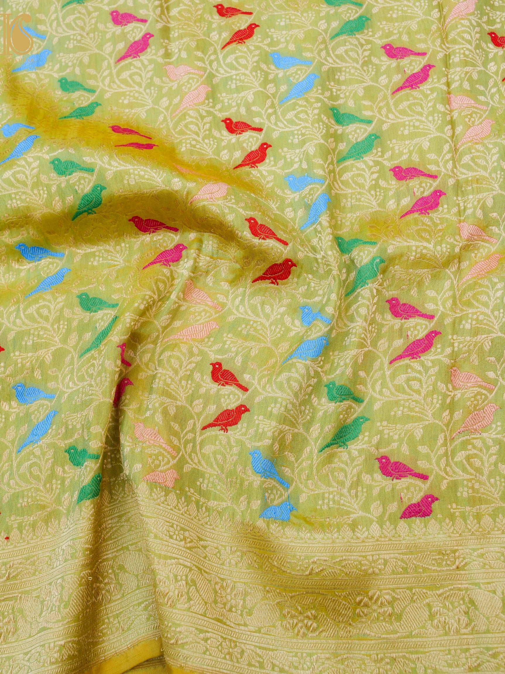 Handloom Banarasi Katan Silk Chidiya Dupatta