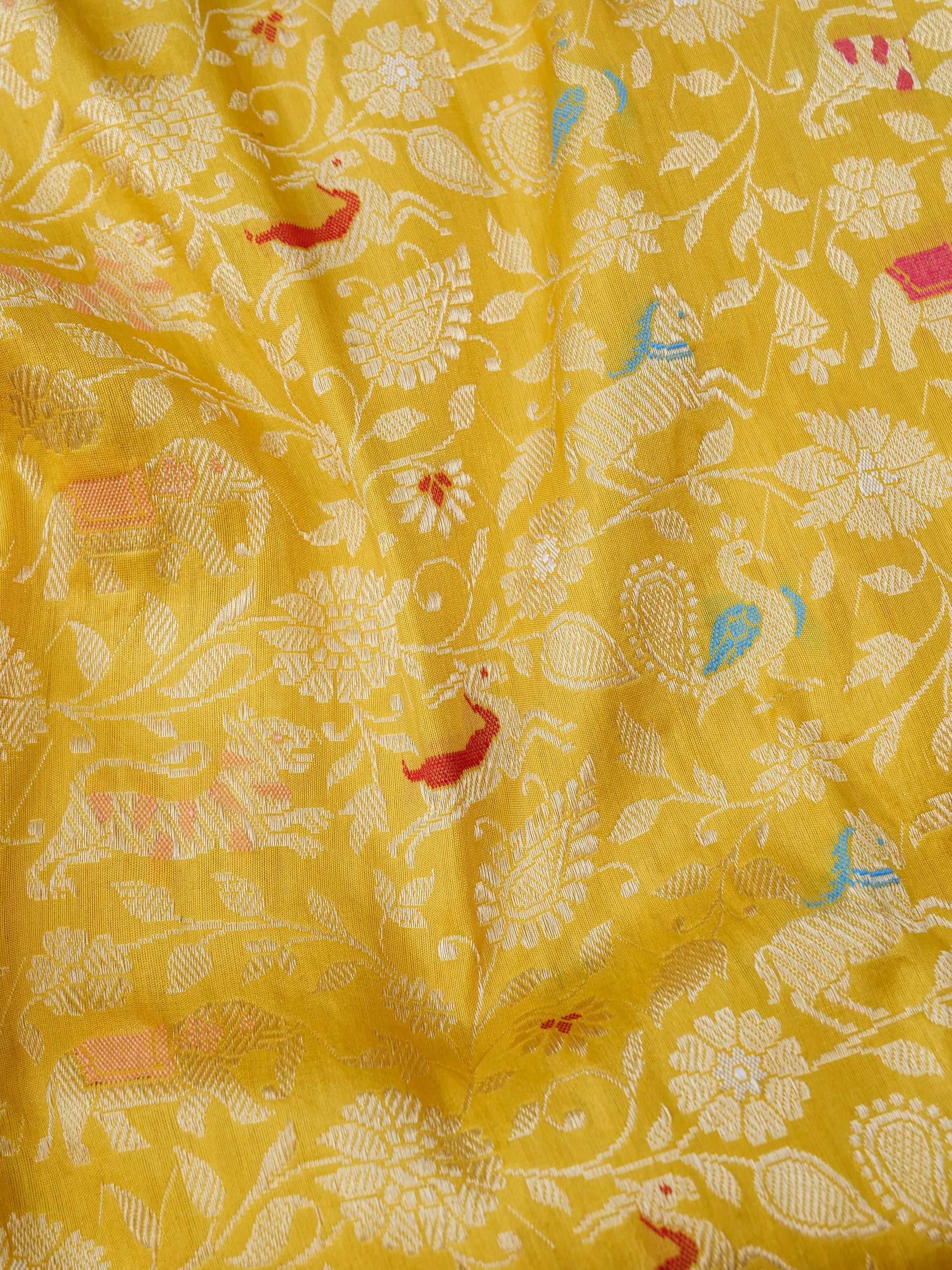 Handloom Banarasi Katan Shikargah Saree