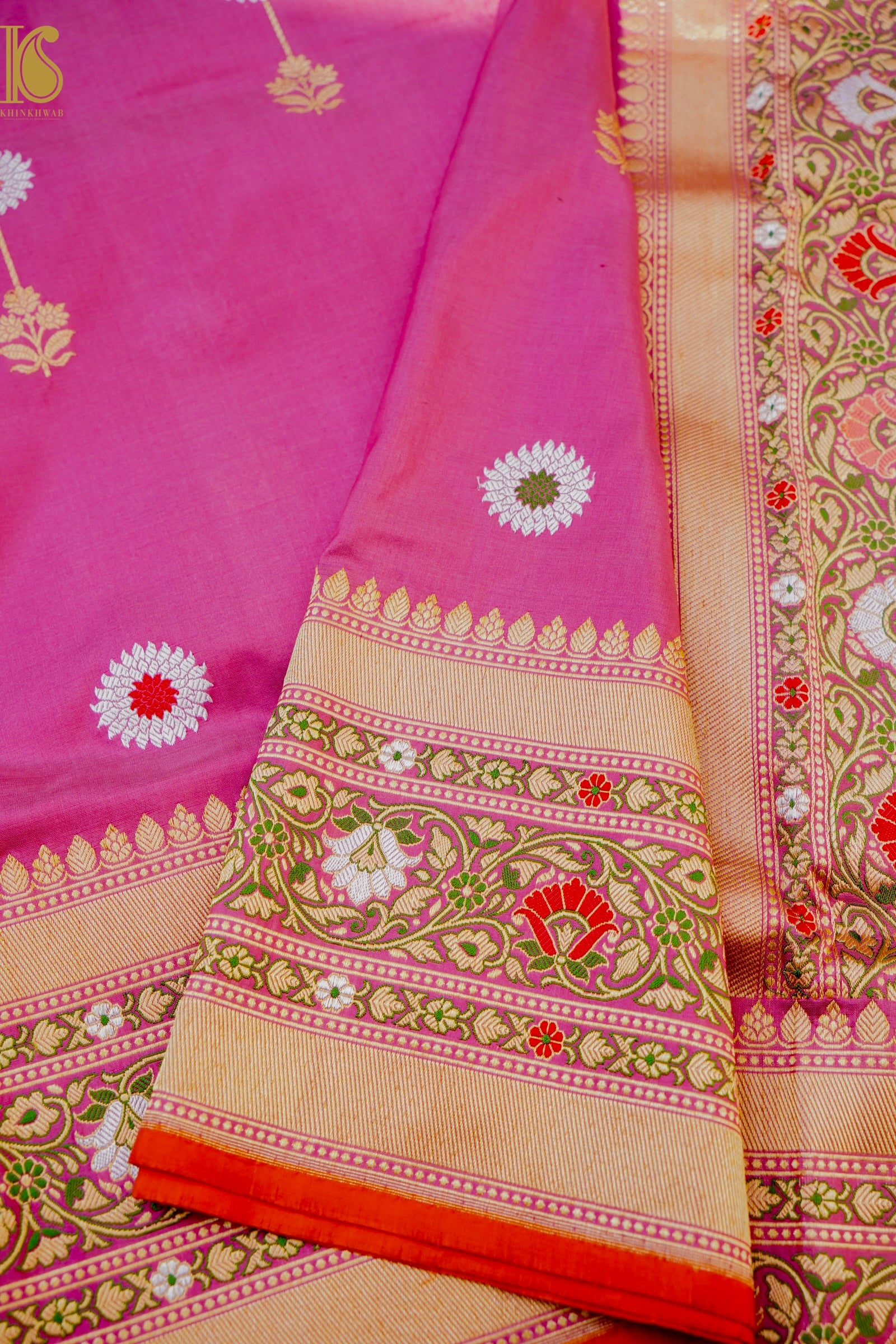 Banarasi Handloom Pure Katan Silk Kadwa Saree with Tilfi Border