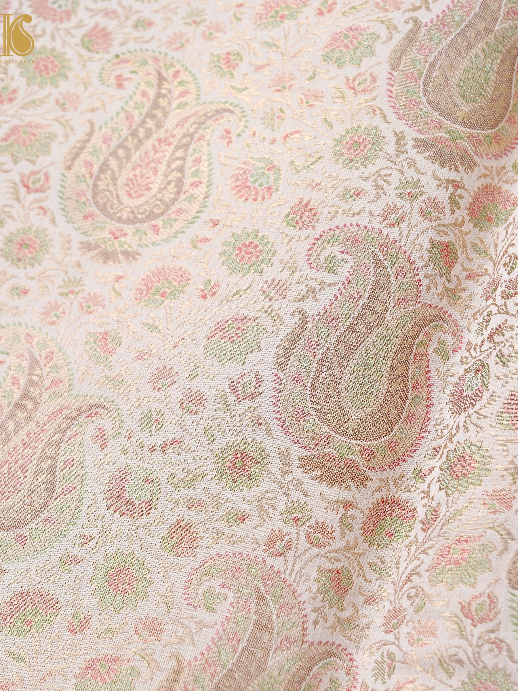 Handloom Banarasi Kalka Ambi Tanchoi Silk Fabric