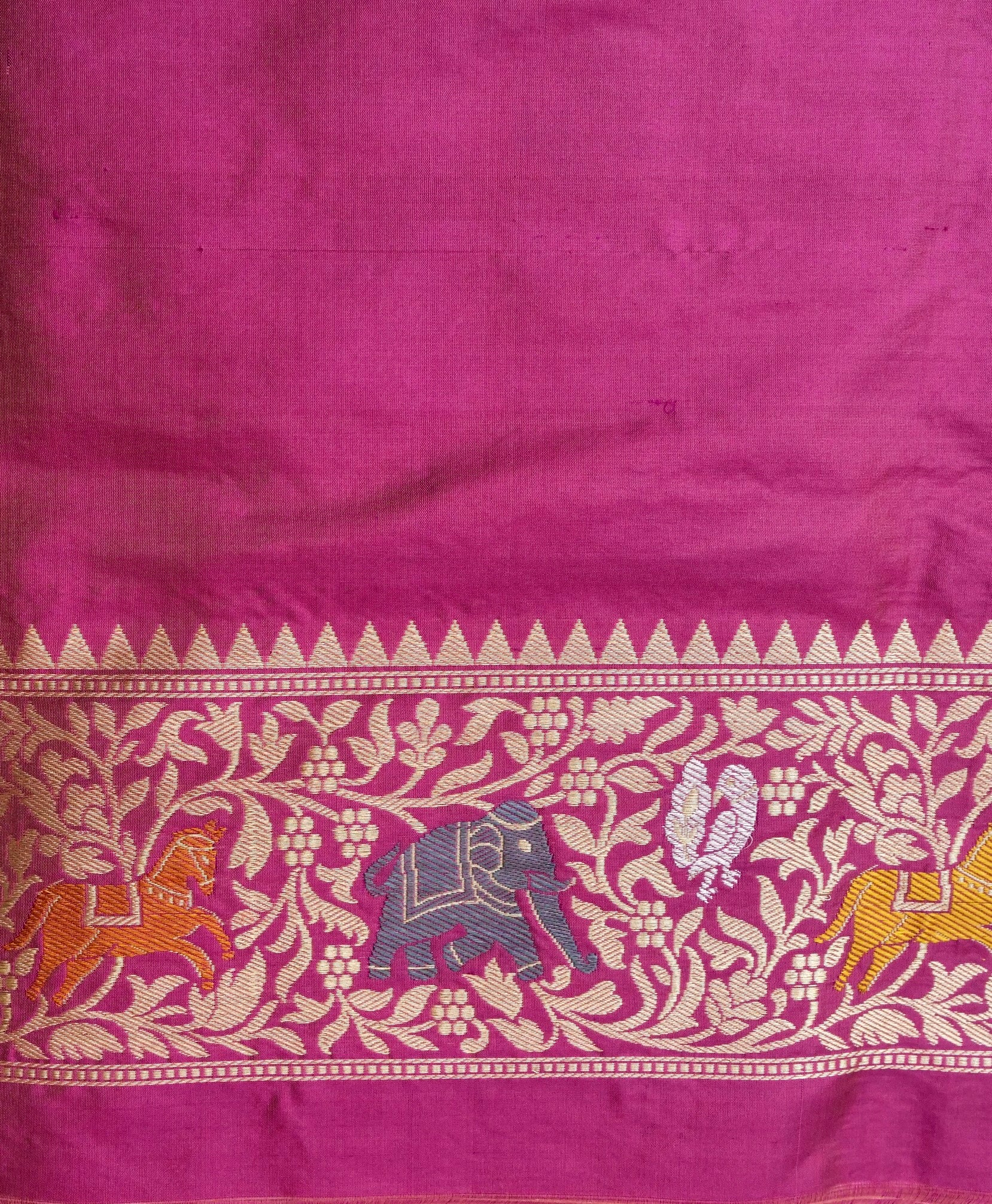 Handwoven Banarasi Katan Silk Kadwa Shikargah Saree