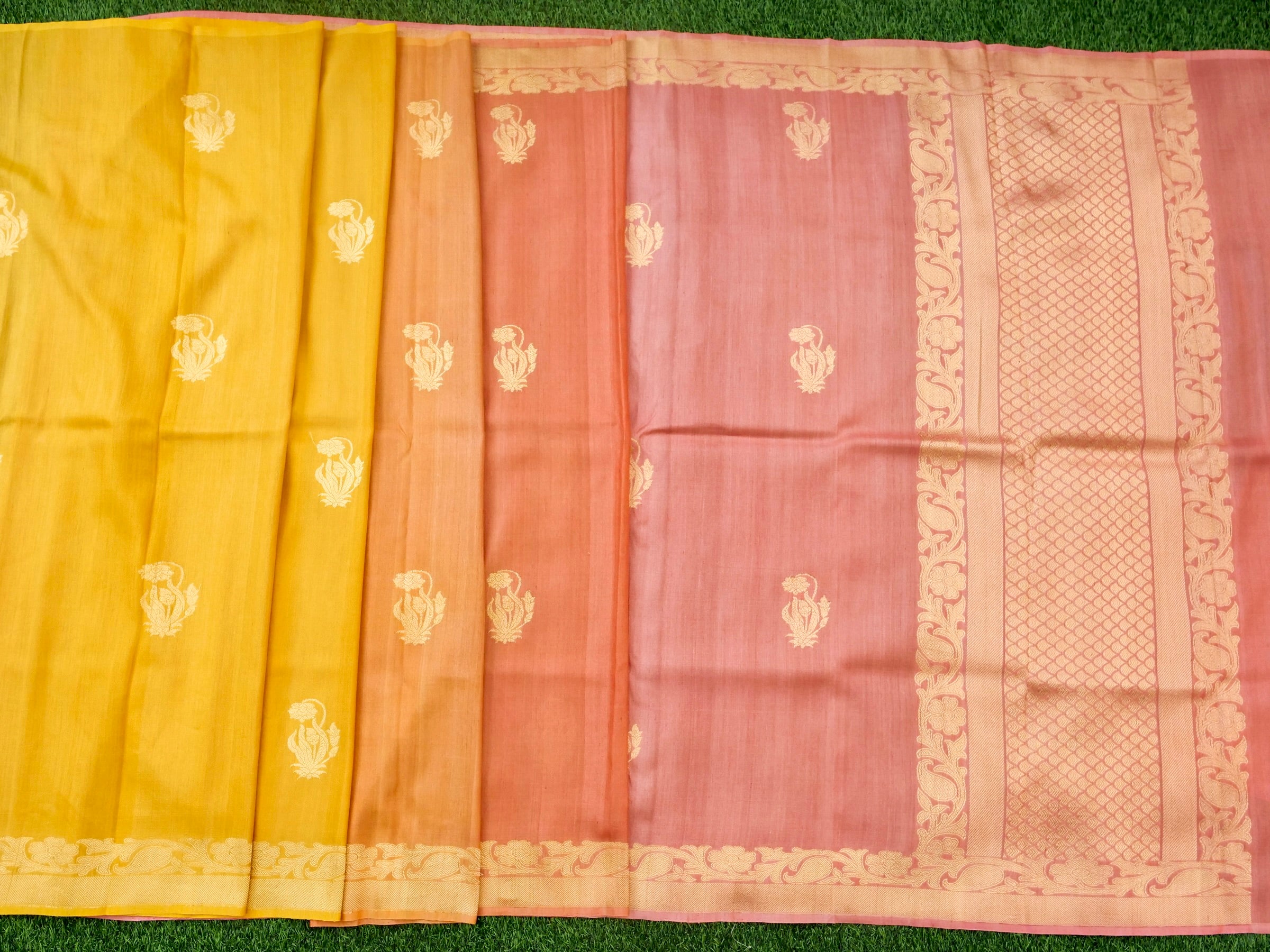 Handloom Banarasi Tussar by Georgette Silk Kadwa Saree - Khinkhwab