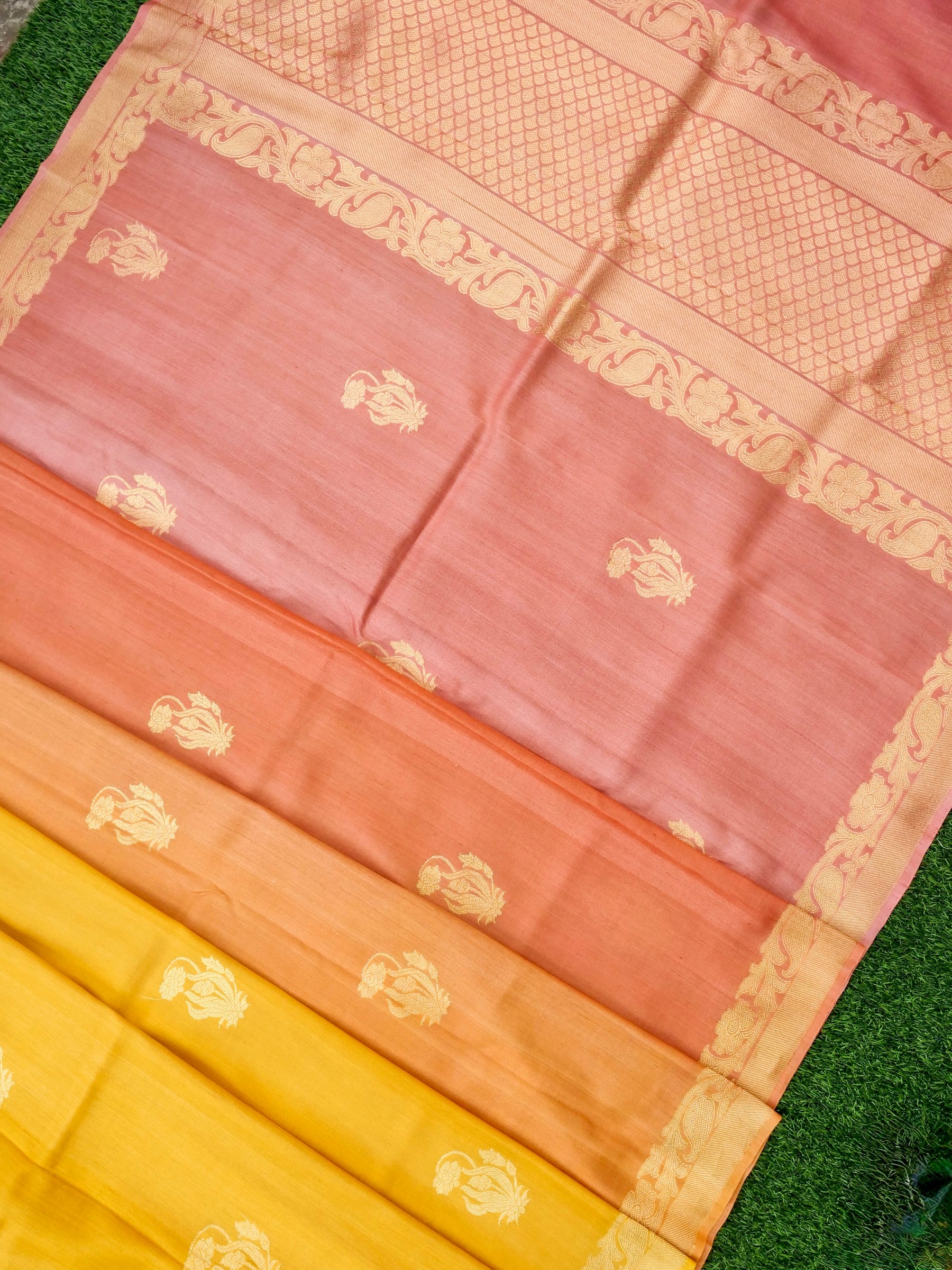 Handloom Banarasi Tussar by Georgette Silk Kadwa Saree - Khinkhwab