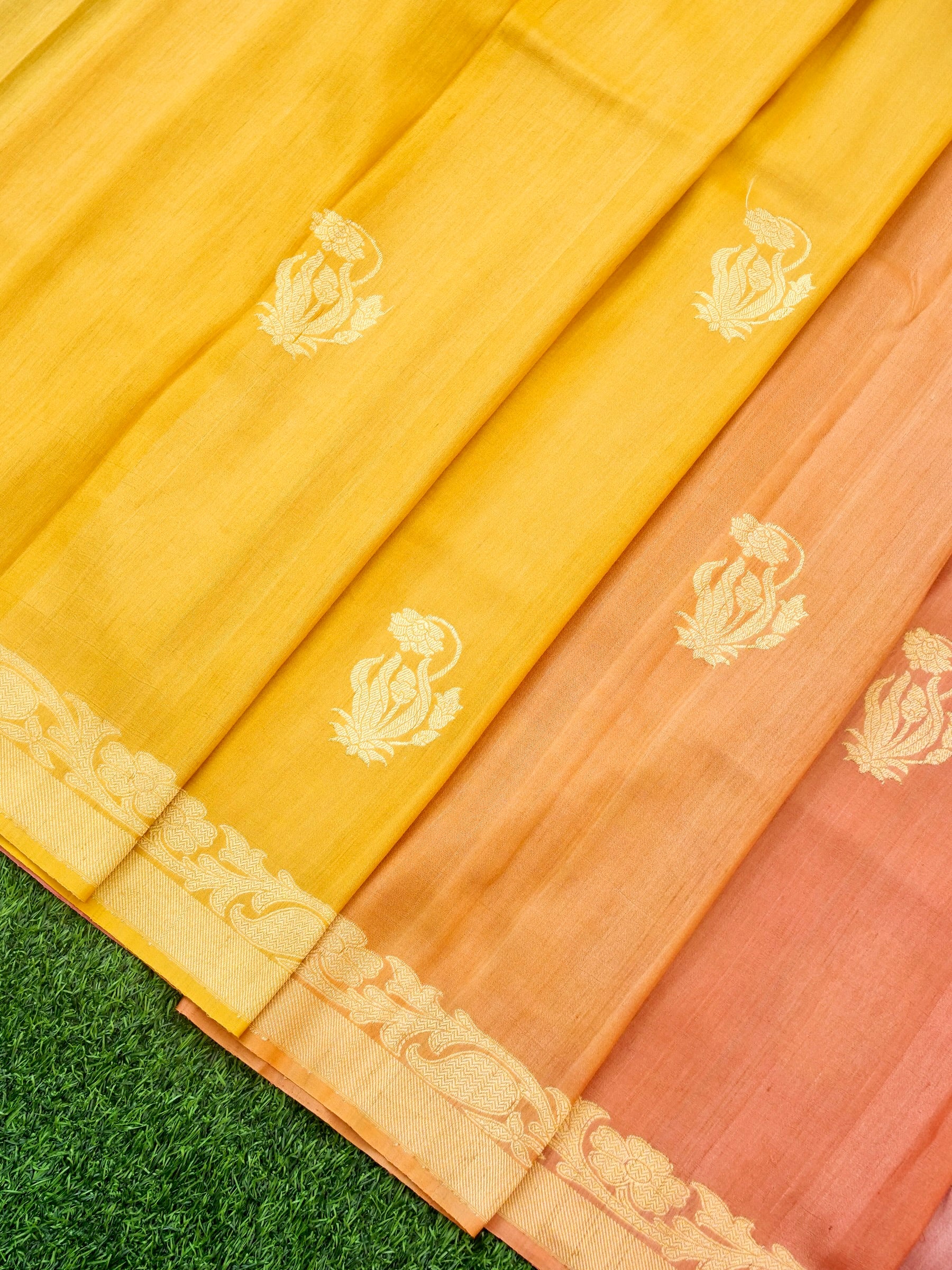 Handloom Banarasi Tussar by Georgette Silk Kadwa Saree - Khinkhwab