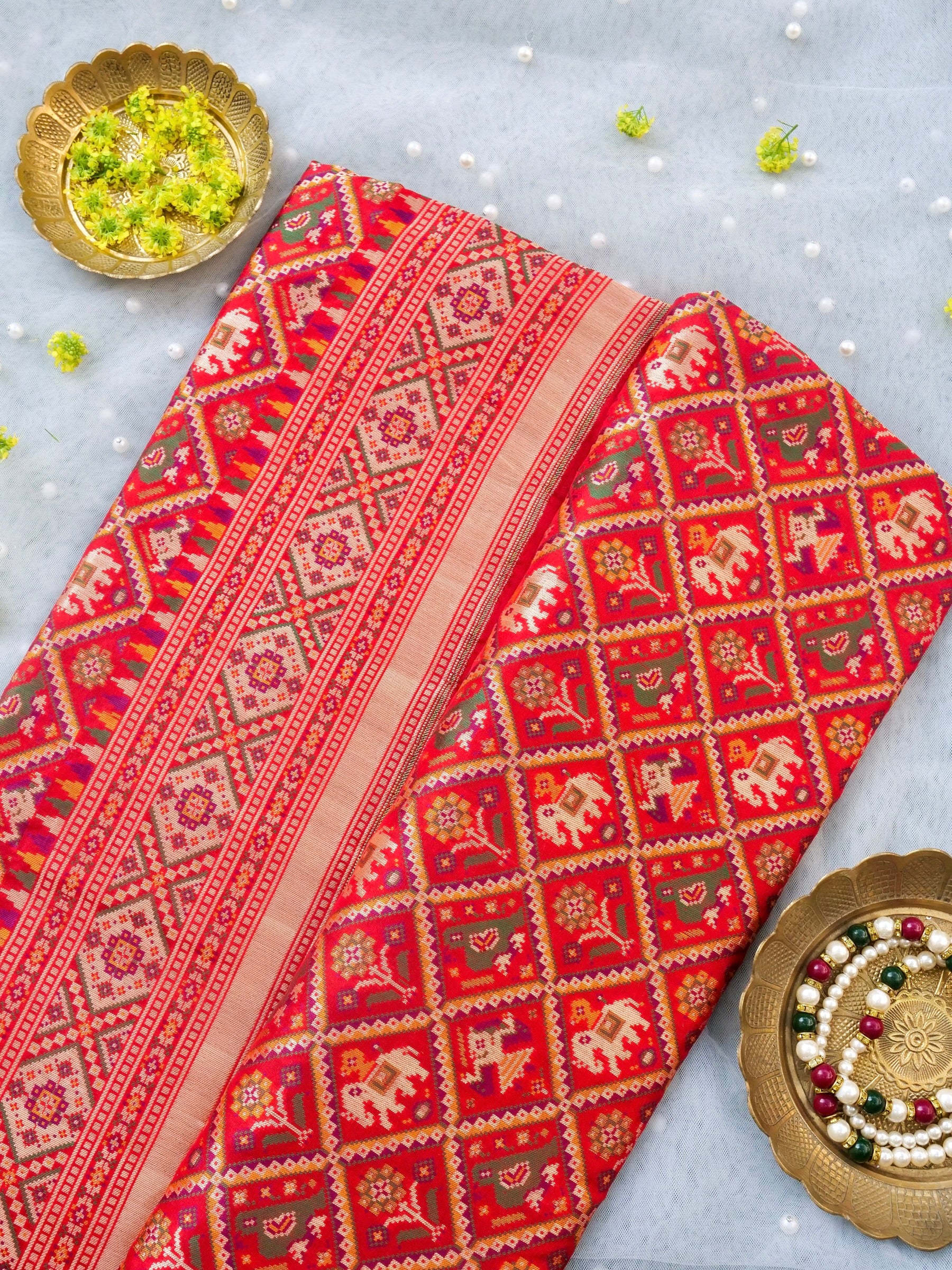 Handwoven Banarasi Katan Silk Patola Saree - Khinkhwab