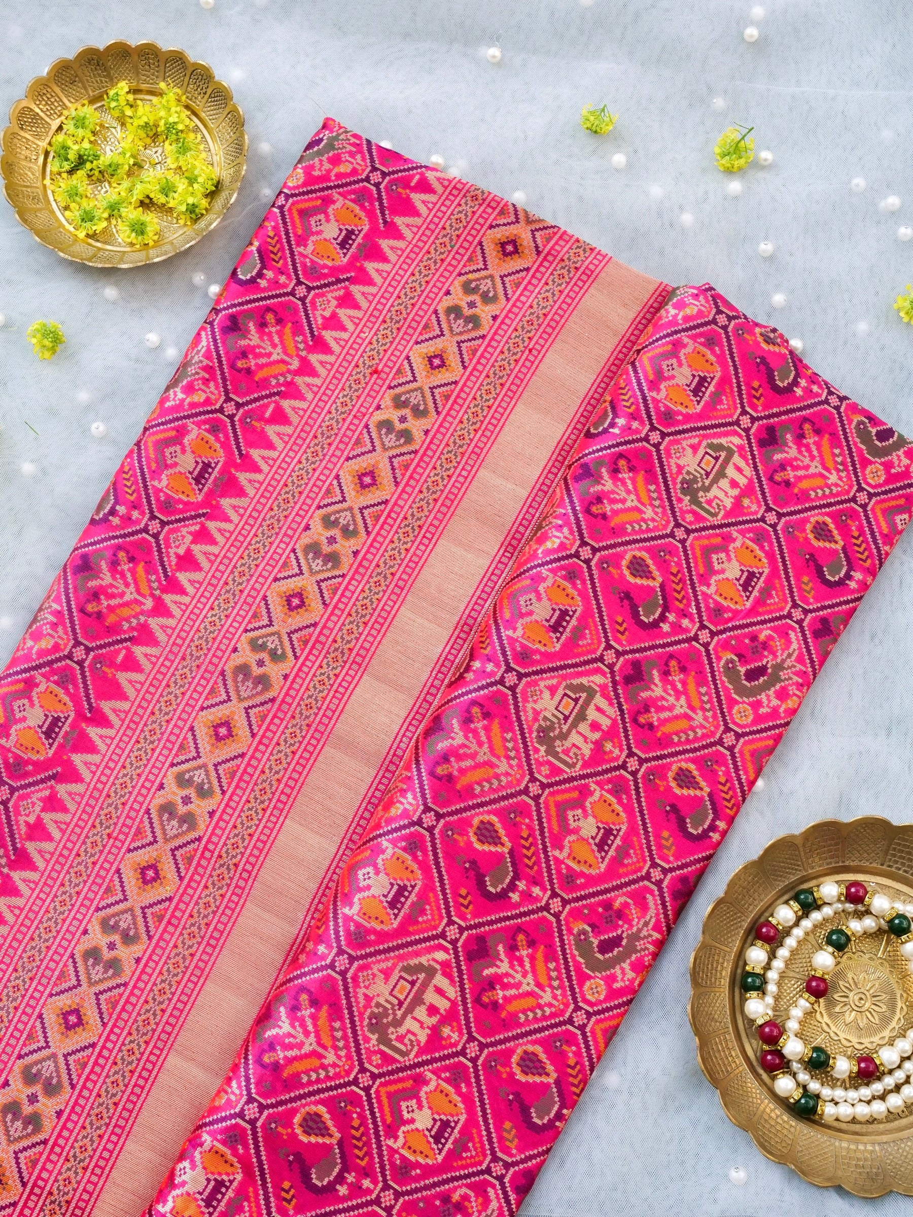 Handwoven Banarasi Katan Silk Patola Saree - Khinkhwab