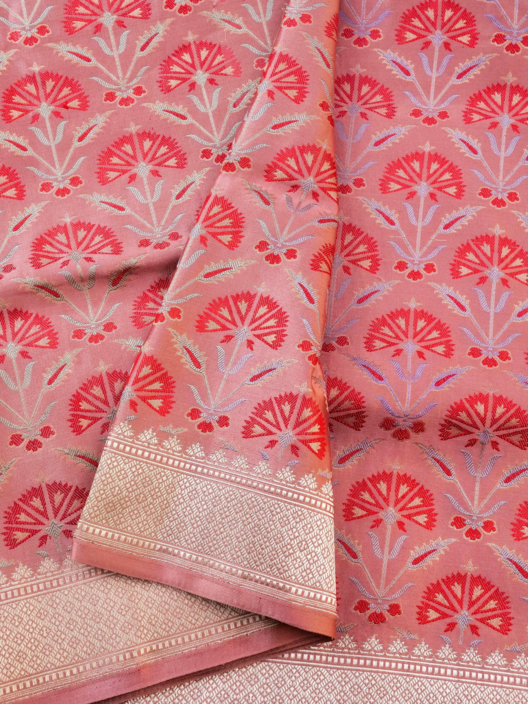 Handwoven Pure Mashru Satin Silk Tanchoi Banarasi Saree - Khinkhwab