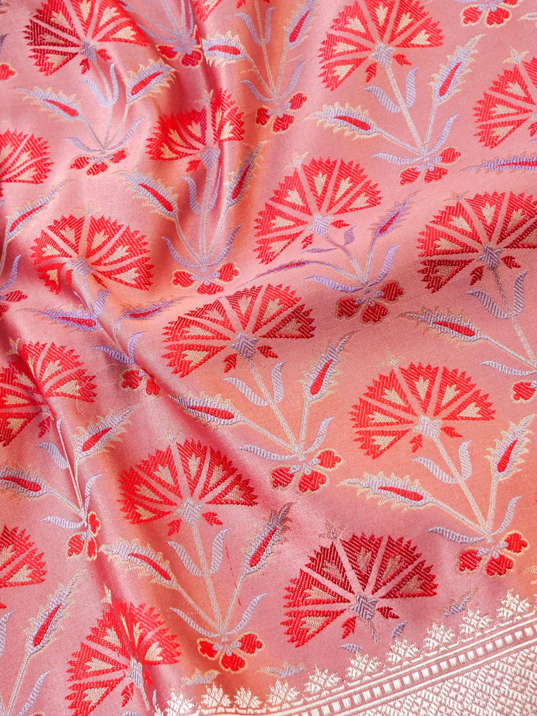 Handwoven Pure Mashru Satin Silk Tanchoi Banarasi Saree - Khinkhwab