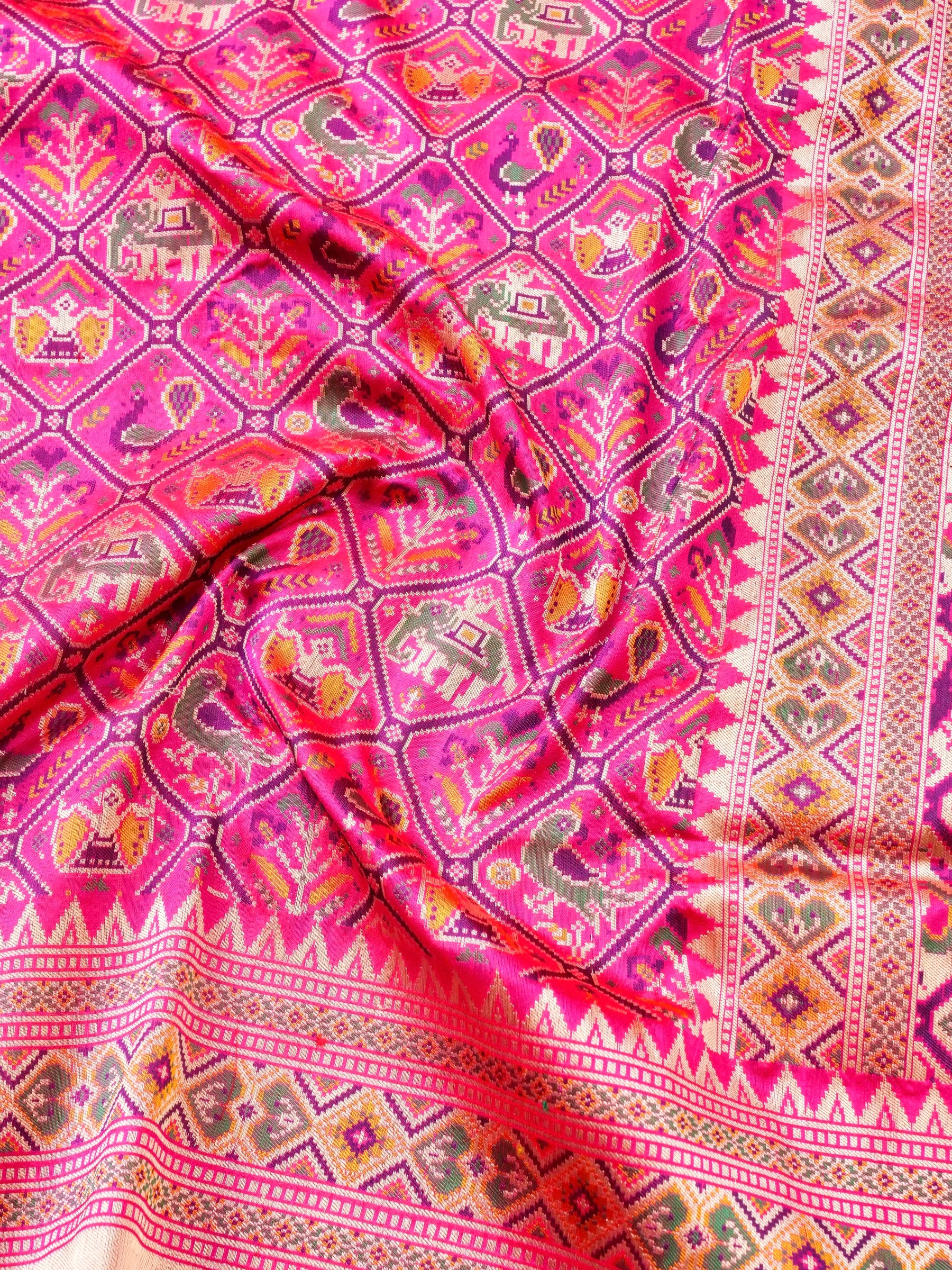 Handwoven Banarasi Katan Silk Patola Saree - Khinkhwab