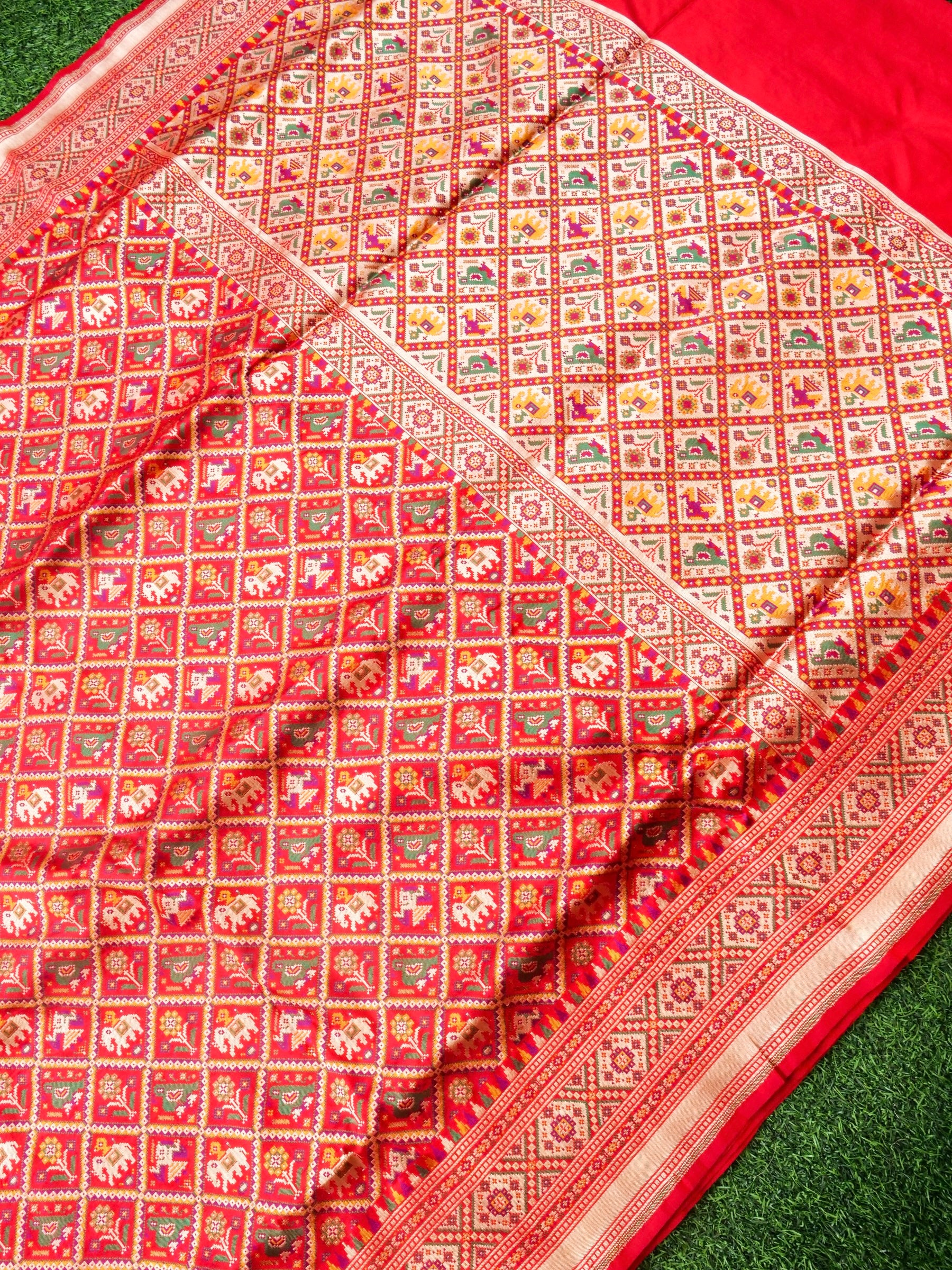 Handwoven Banarasi Katan Silk Patola Saree - Khinkhwab