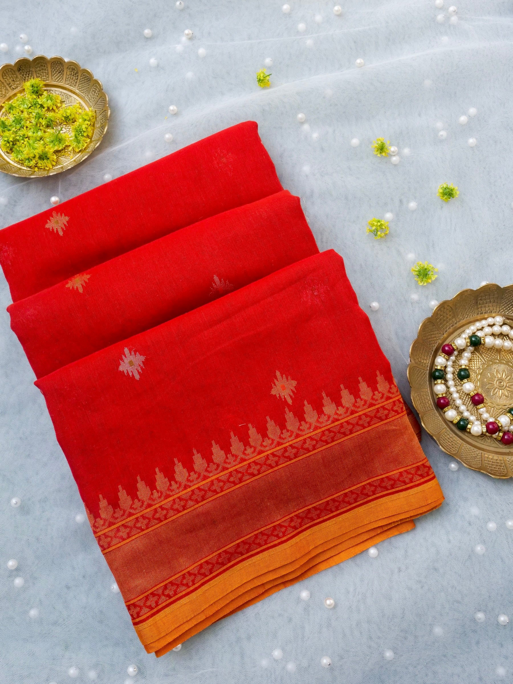 Banarasi Cotton Handloom Kadwa Ektara Saree - Khinkhwab