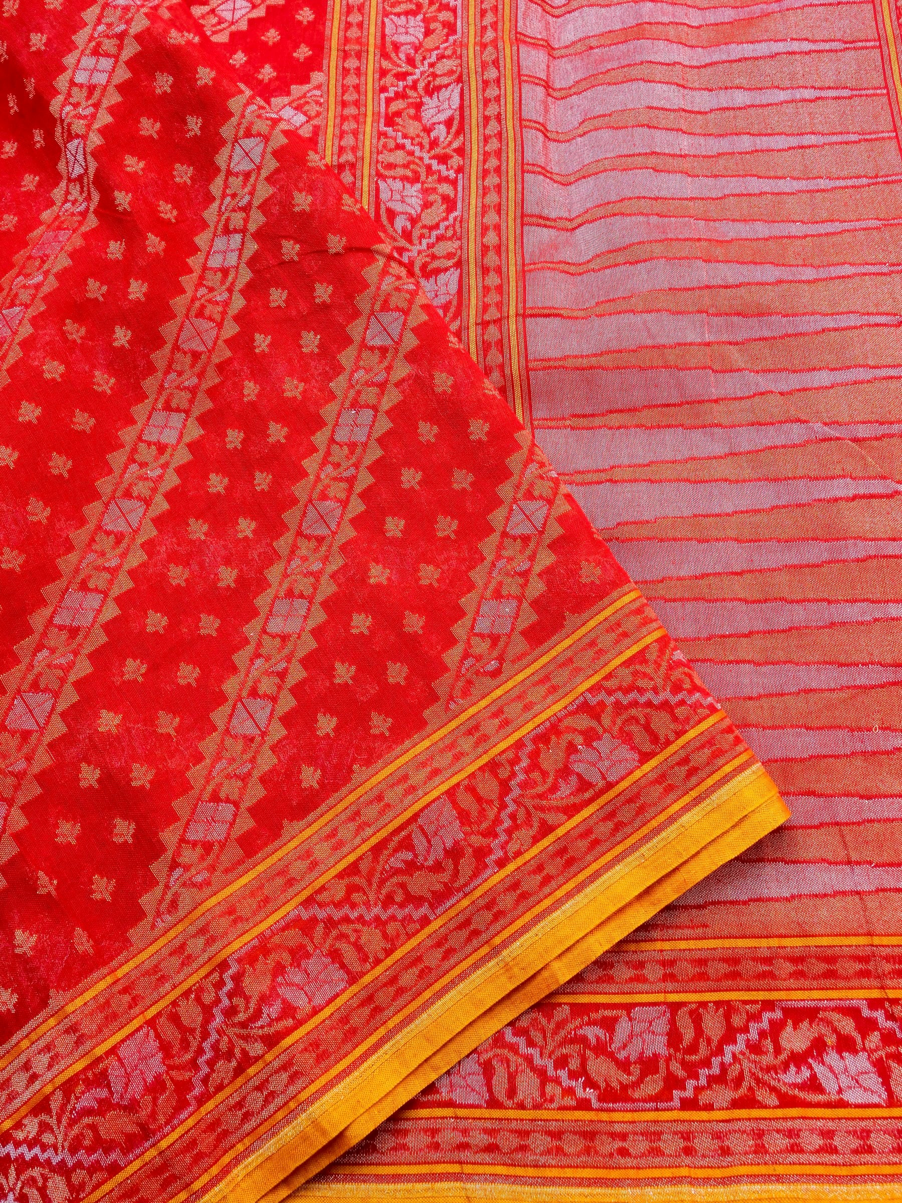 Banarasi Cotton Handloom Jamdani Ektara Saree - Khinkhwab