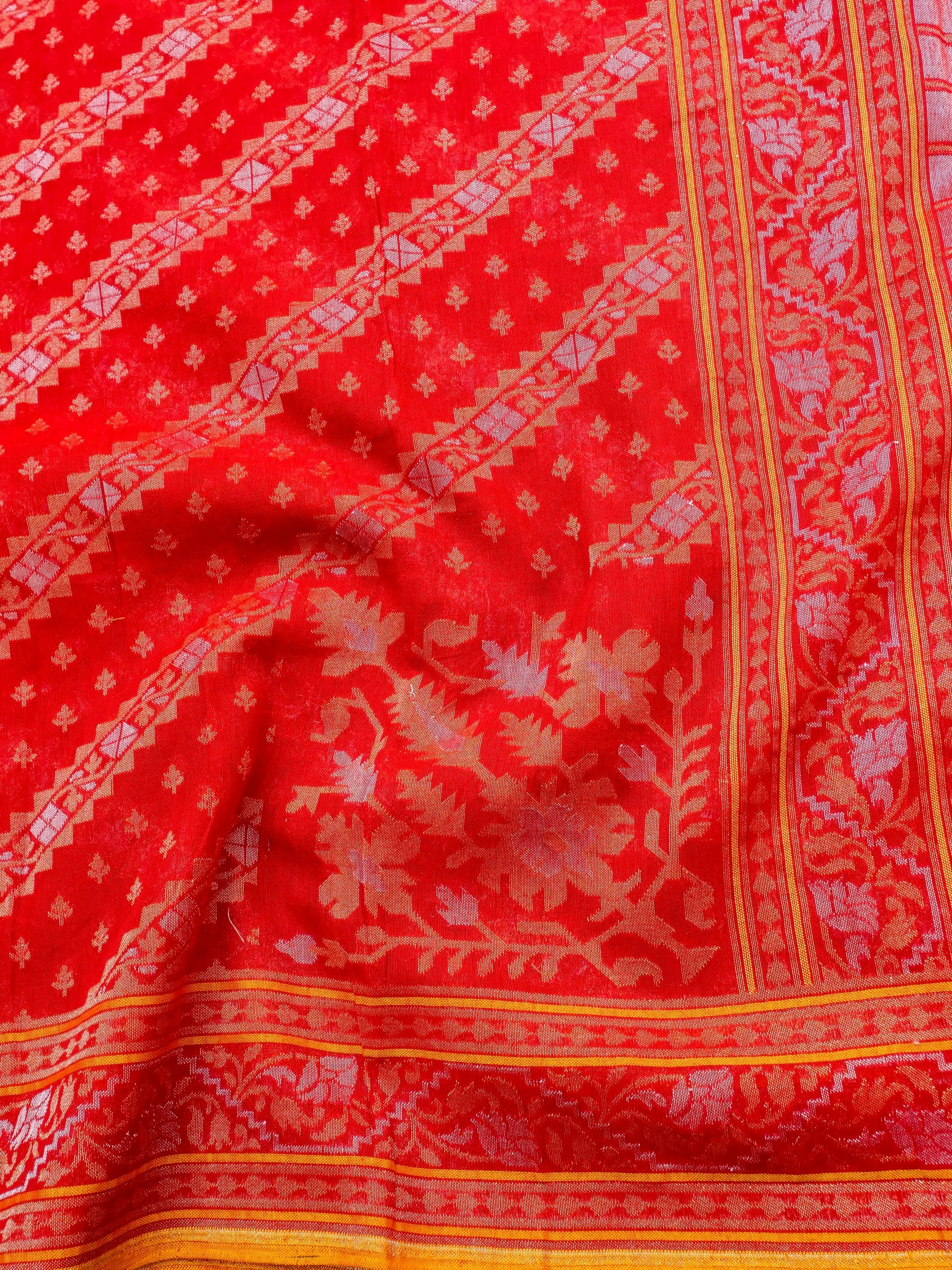 Banarasi Cotton Handloom Jamdani Ektara Saree - Khinkhwab