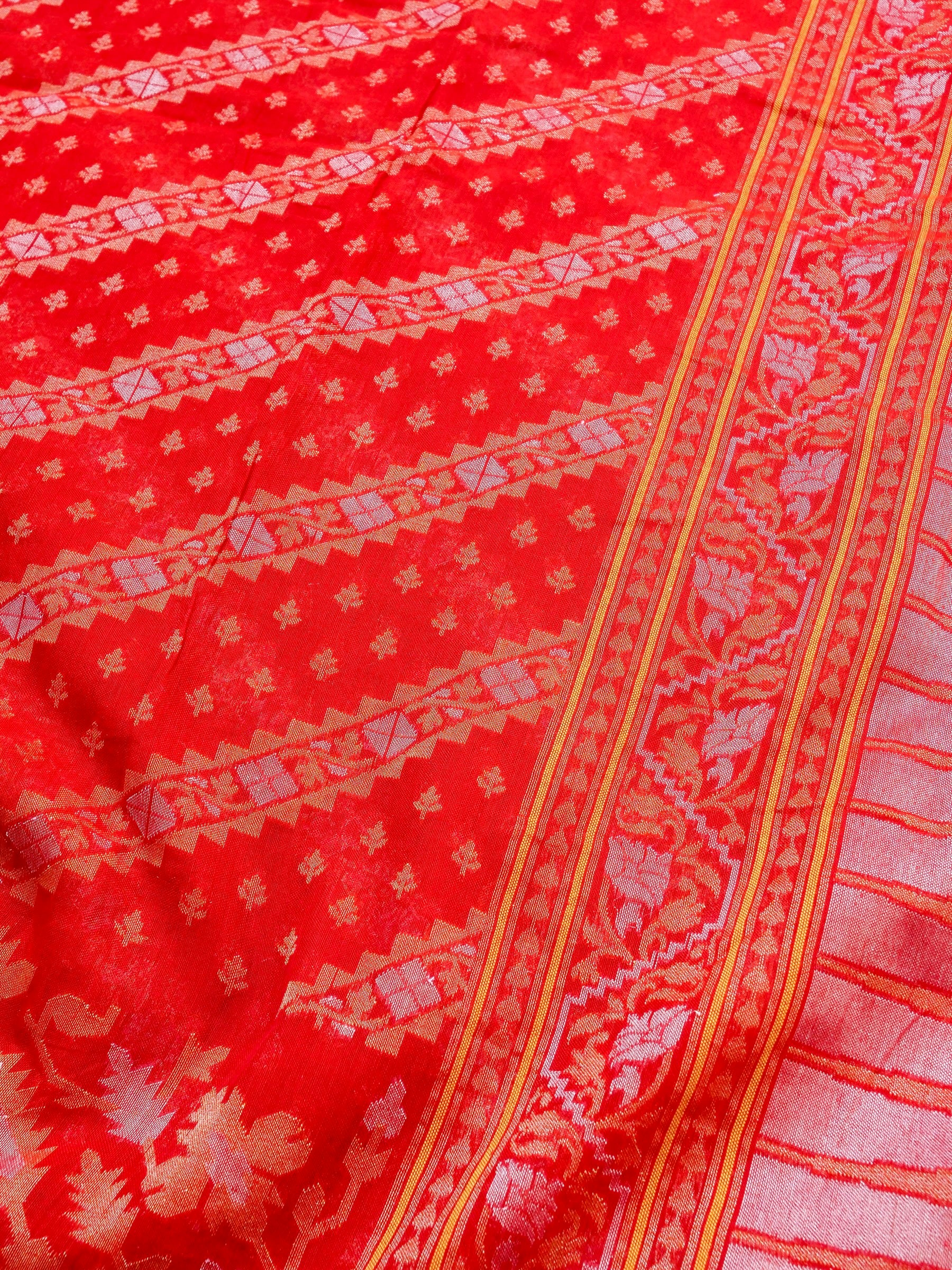 Banarasi Cotton Handloom Jamdani Ektara Saree - Khinkhwab
