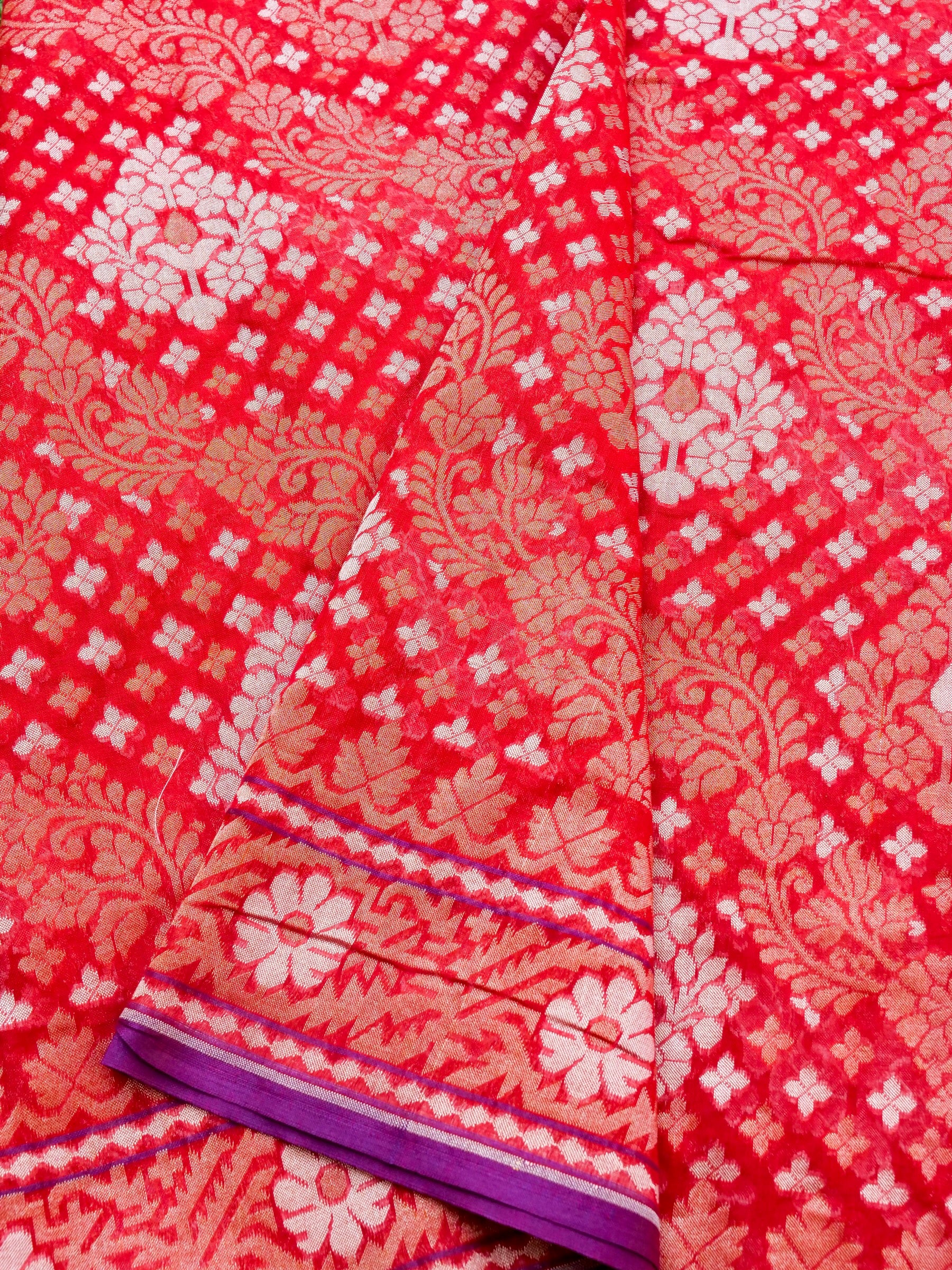 Banarasi Cotton Handloom Jamdani Ektara Saree - Khinkhwab