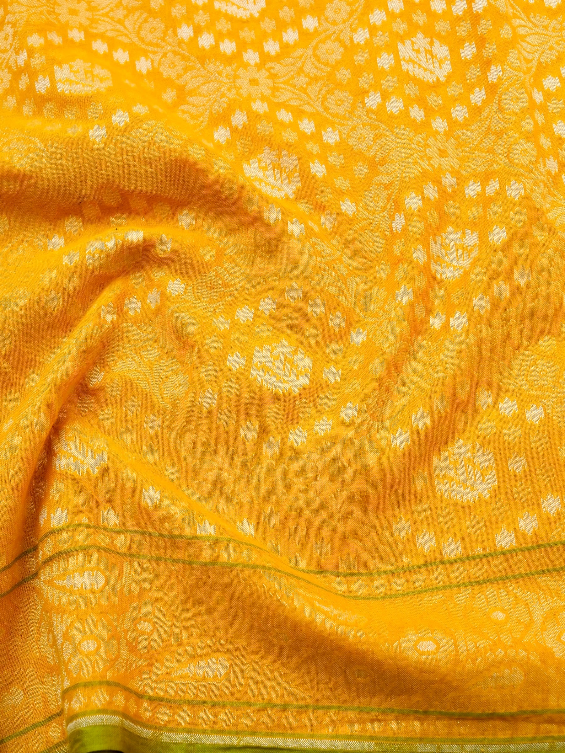 Banarasi Cotton Handloom Jamdani Ektara Saree - Khinkhwab