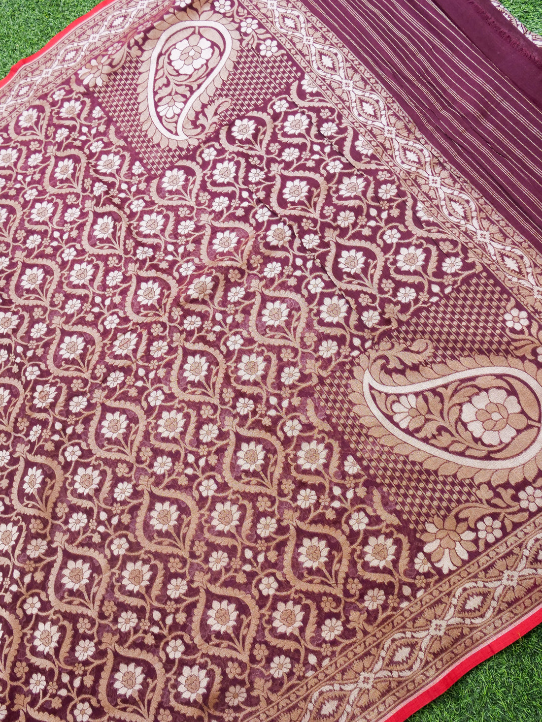 Banarasi Cotton Handloom Jamdani Ektara Saree - Khinkhwab