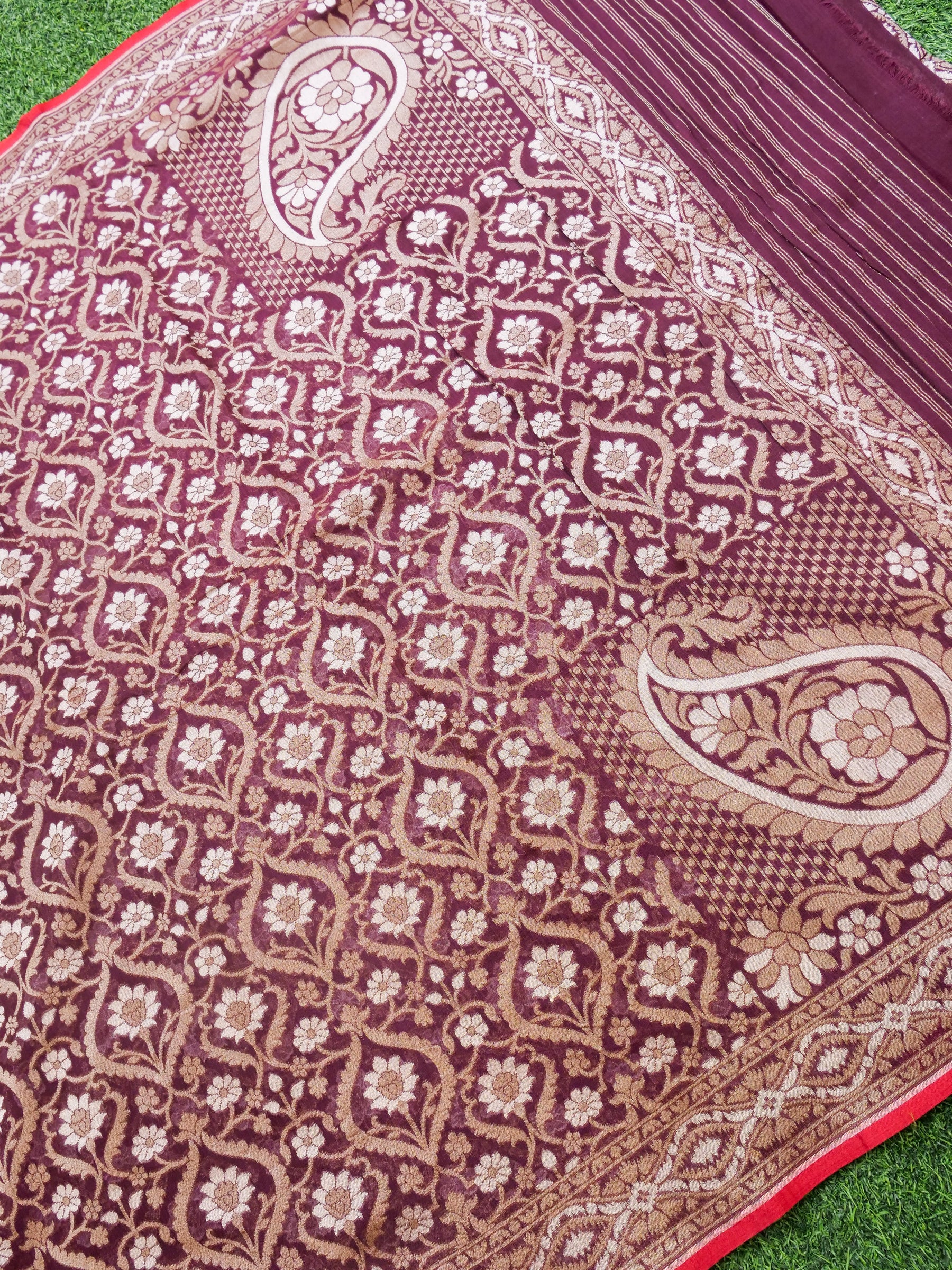 Banarasi Cotton Handloom Jamdani Ektara Saree - Khinkhwab