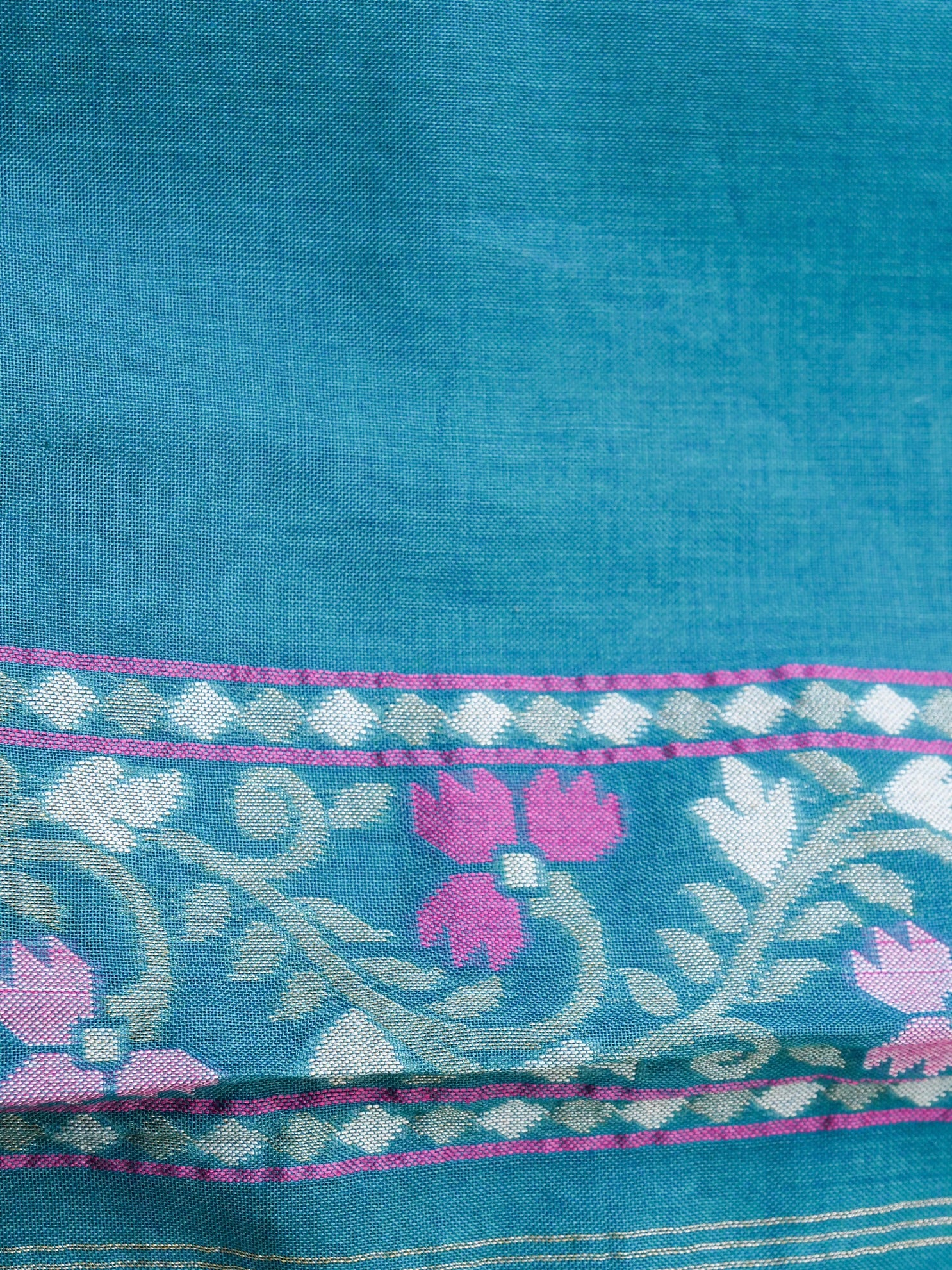 Banarasi Cotton Handloom Jamdani Ektara Saree - Khinkhwab