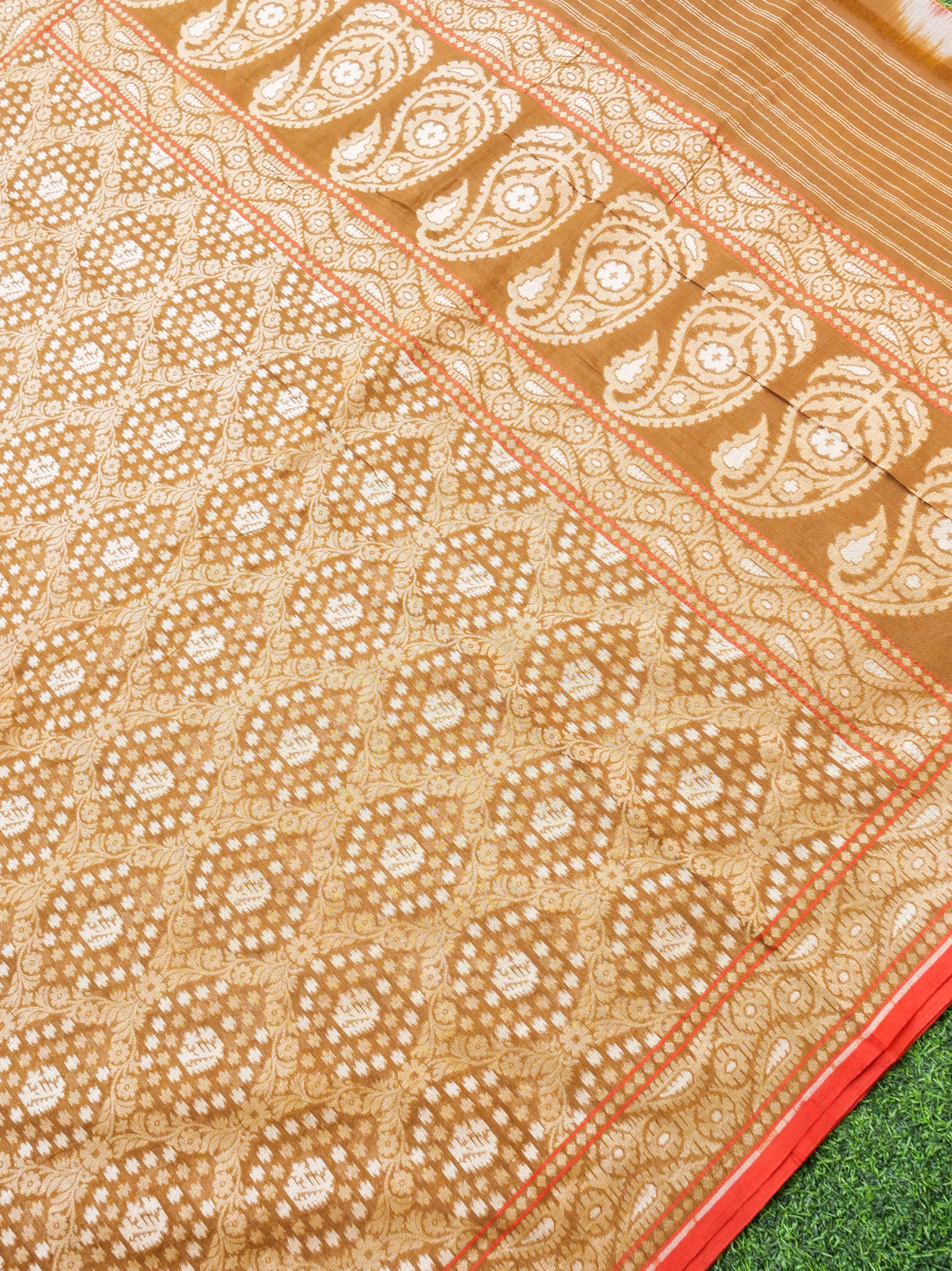 Banarasi Cotton Handloom Jamdani Ektara Saree - Khinkhwab