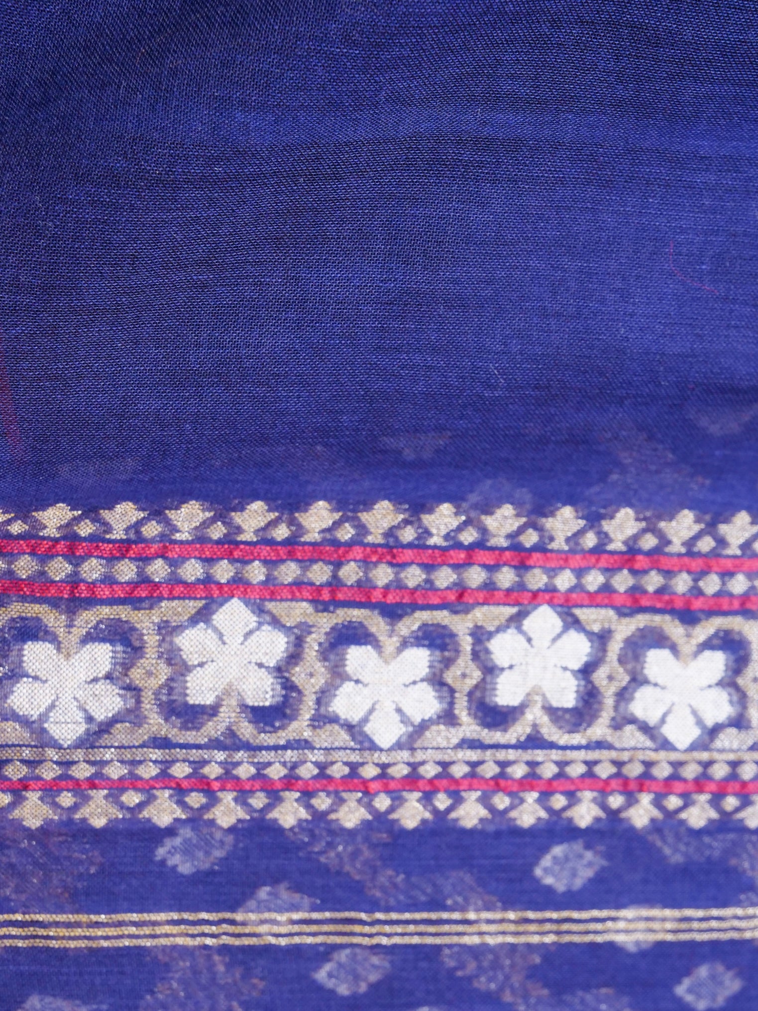 Banarasi Cotton Handloom Jamdani Ektara Saree - Khinkhwab