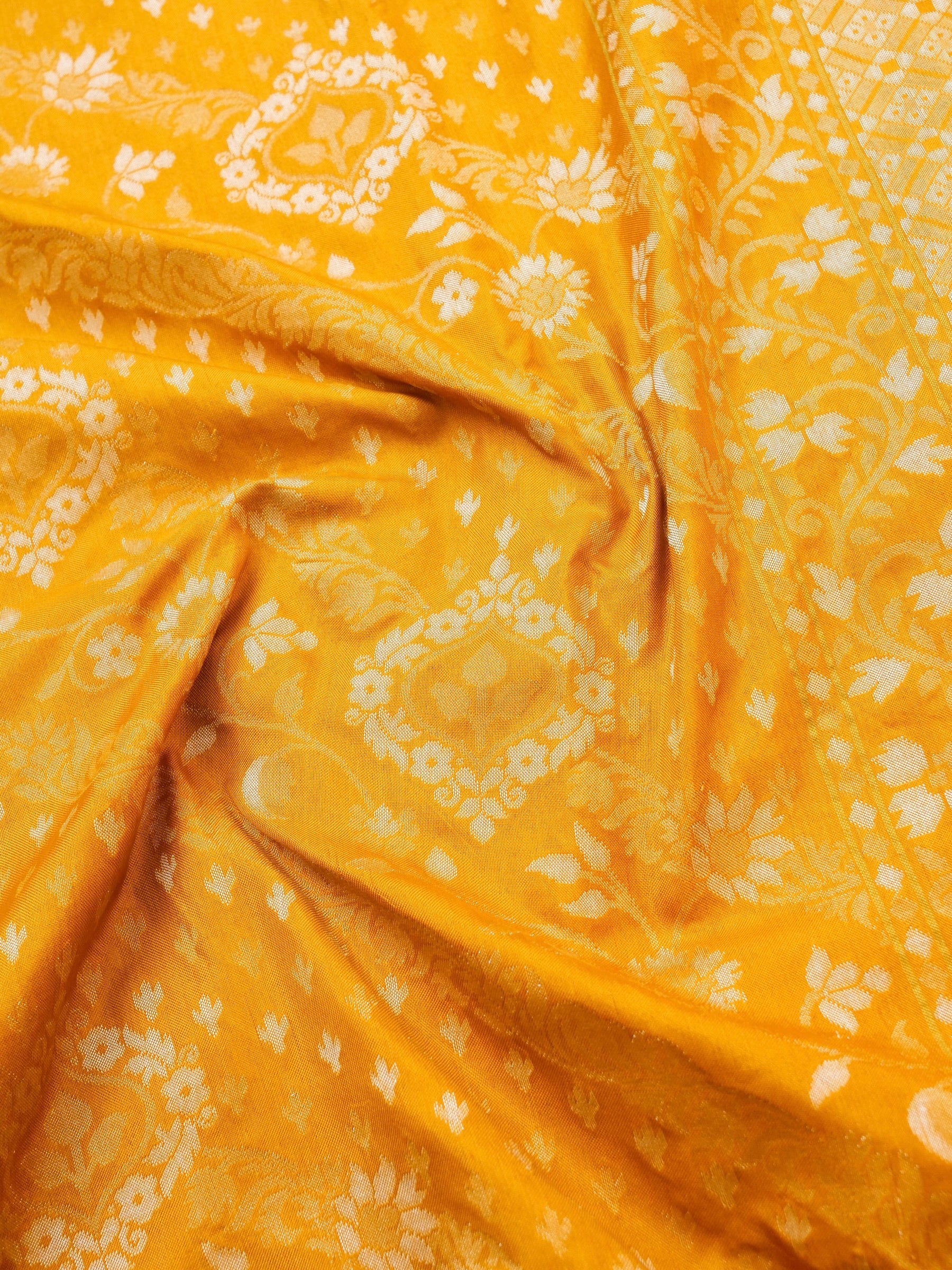 Banarasi Cotton Handloom Jamdani Ektara Saree - Khinkhwab