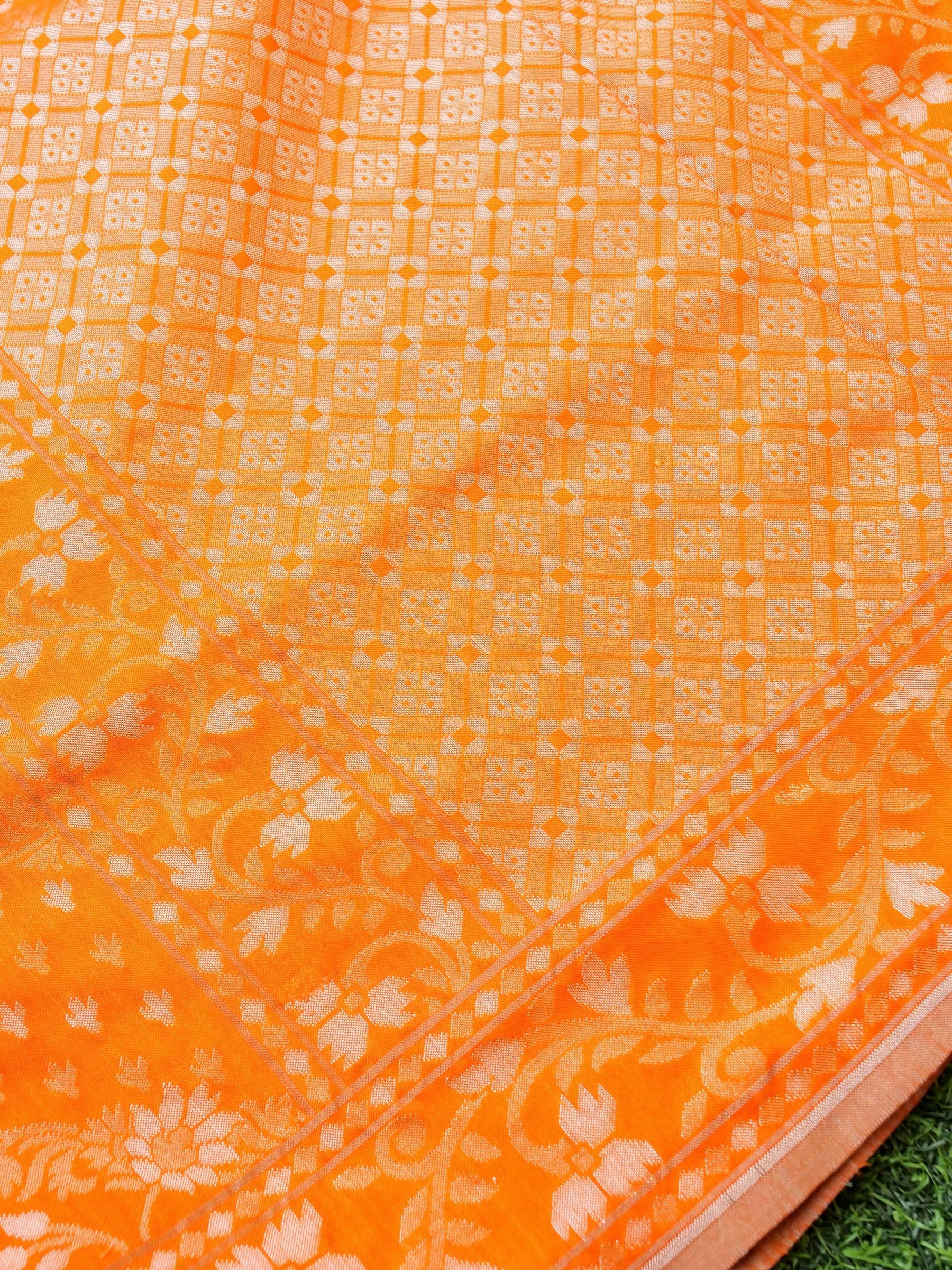 Banarasi Cotton Handloom Jamdani Ektara Saree - Khinkhwab