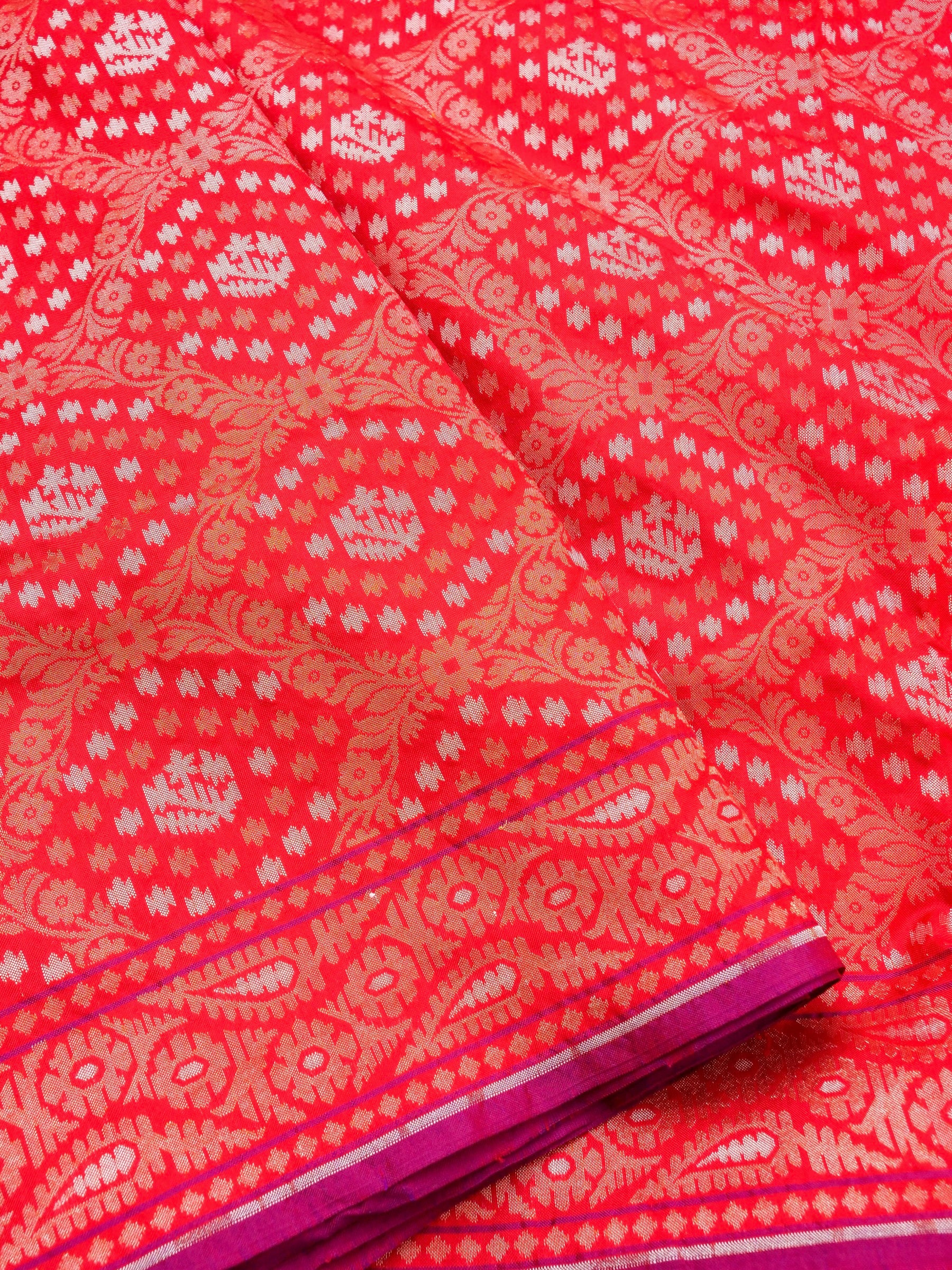 Banarasi Cotton Handloom Jamdani Ektara Saree - Khinkhwab