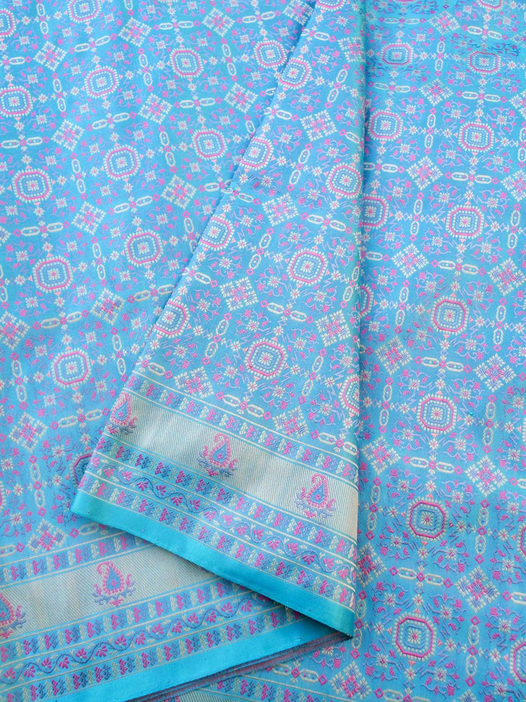 Handloom Banarasi Silk Sateen Tanchoi Saree with Resham - Khinkhwab