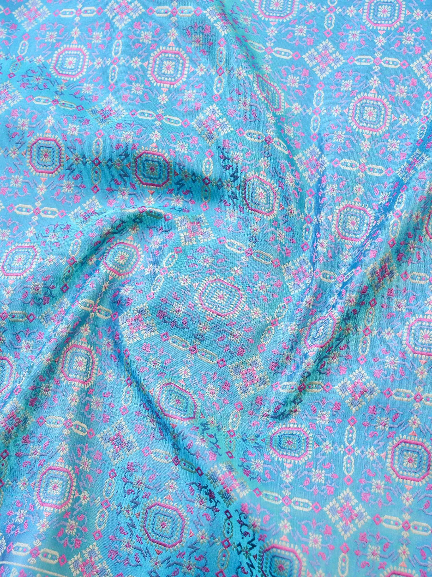 Handloom Banarasi Silk Sateen Tanchoi Saree with Resham - Khinkhwab